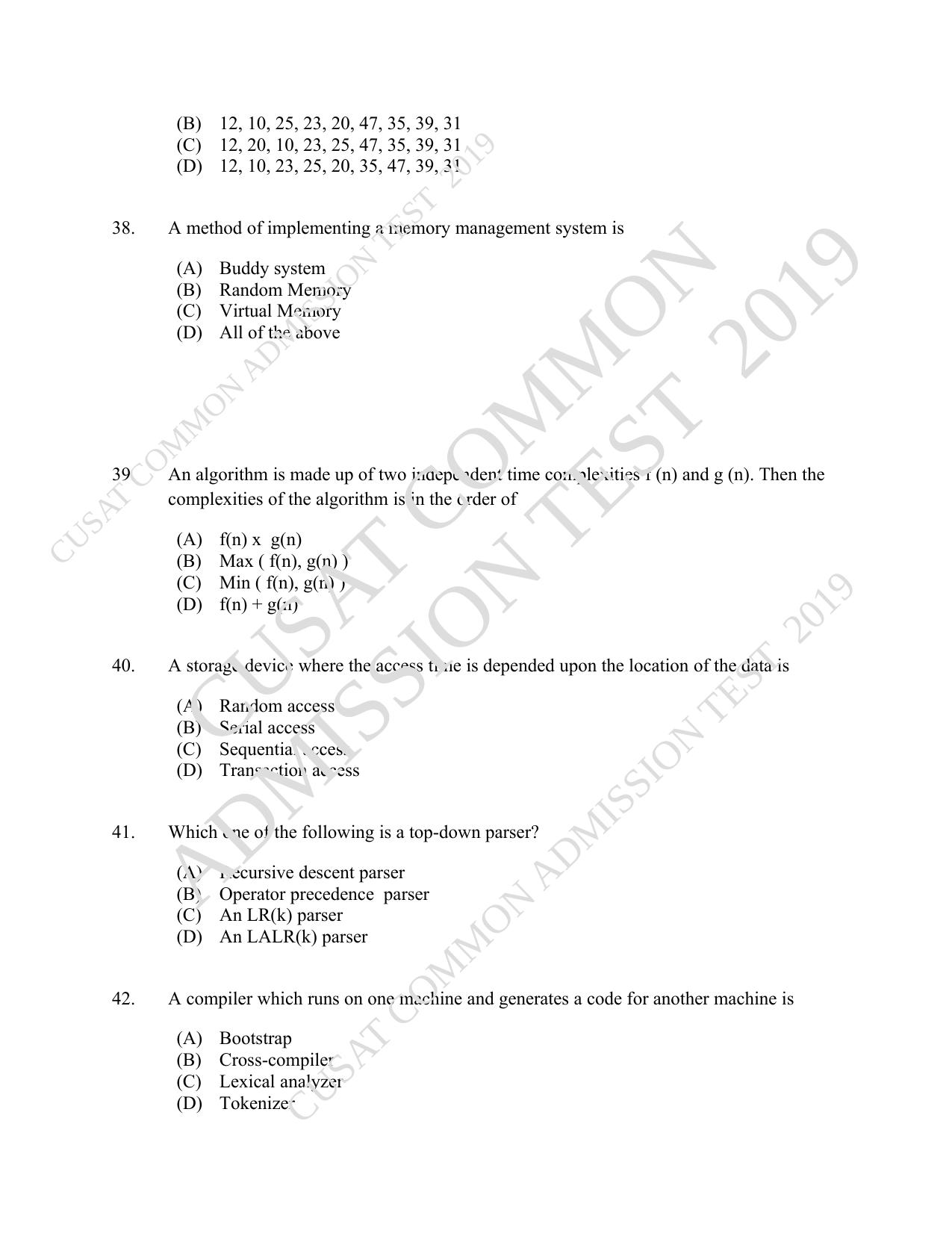 CUSAT CAT 2019 MVoc Mobile Question Paper With Answer Key - Page 10