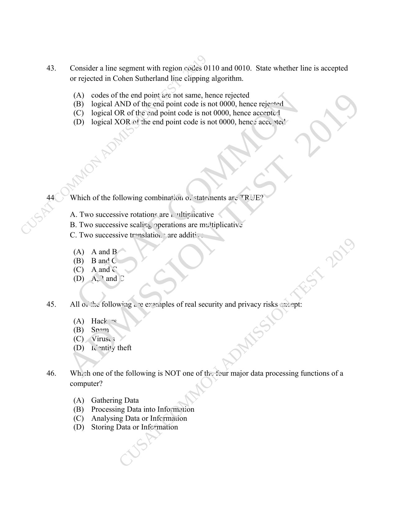 CUSAT CAT 2019 MVoc Mobile Question Paper With Answer Key - Page 11