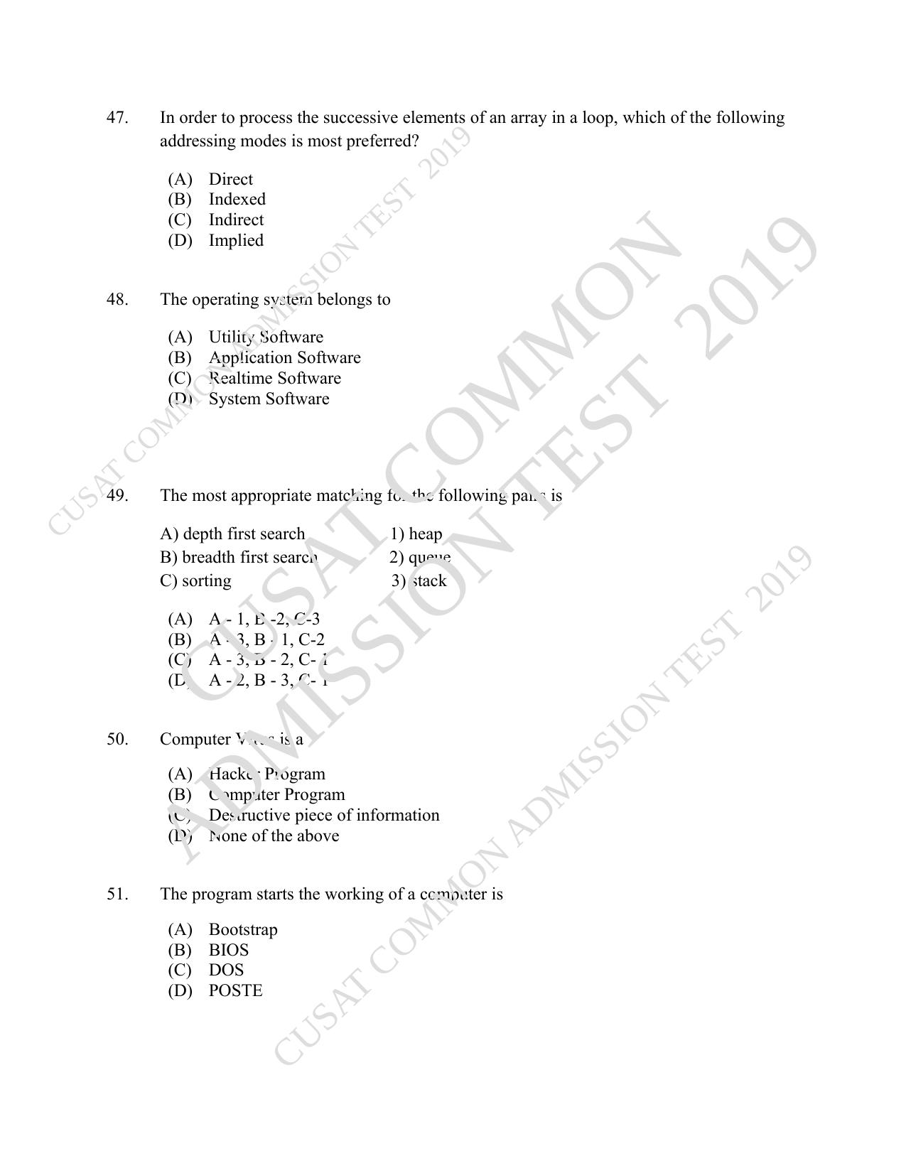CUSAT CAT 2019 MVoc Mobile Question Paper With Answer Key - Page 12