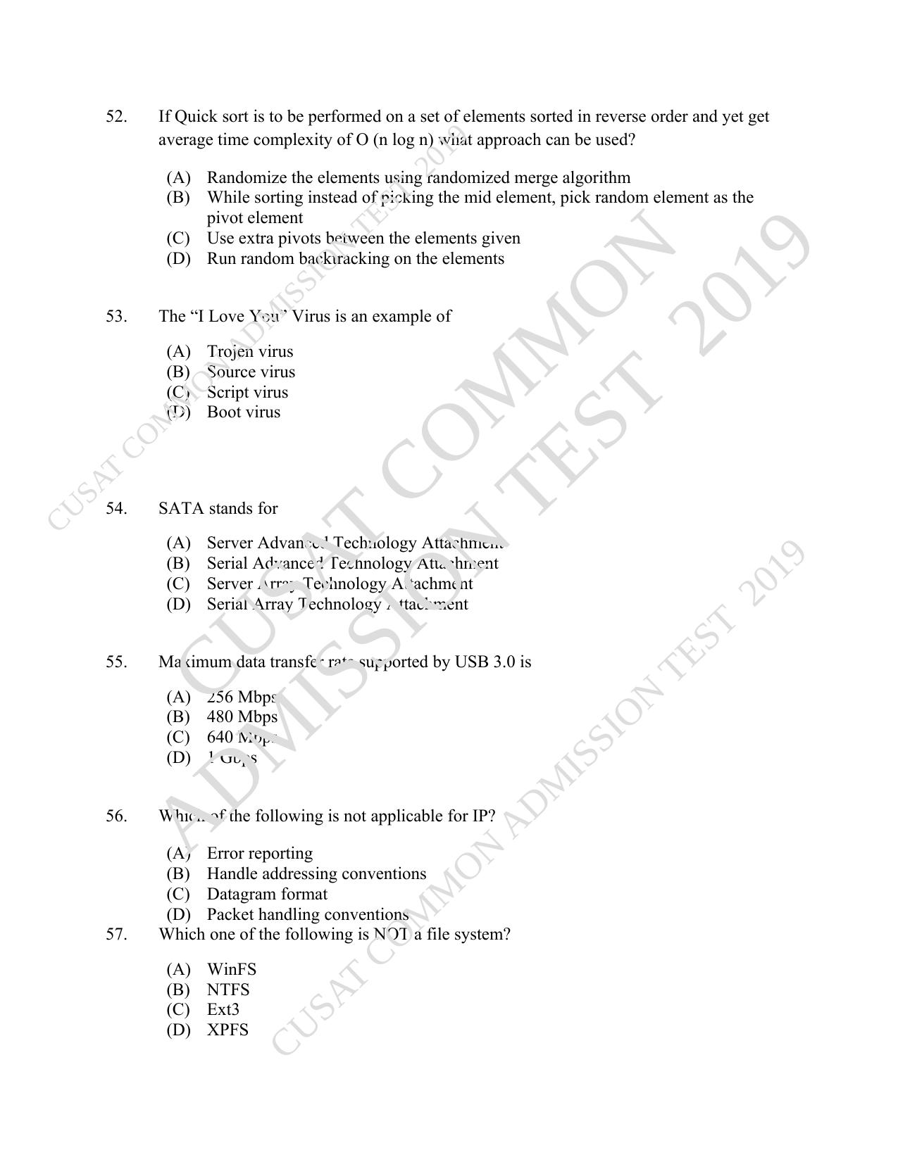CUSAT CAT 2019 MVoc Mobile Question Paper With Answer Key - Page 13