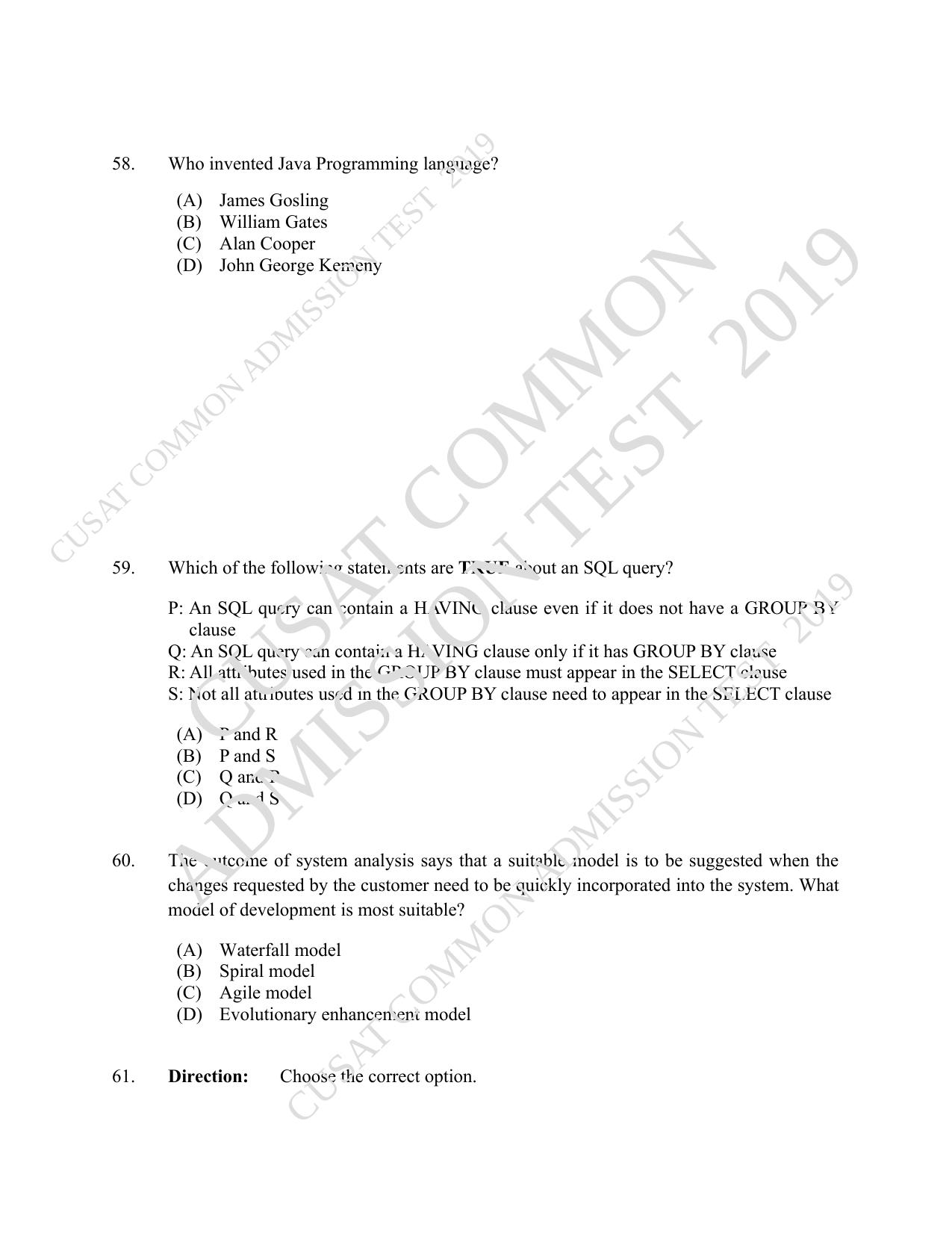 CUSAT CAT 2019 MVoc Mobile Question Paper With Answer Key - Page 14