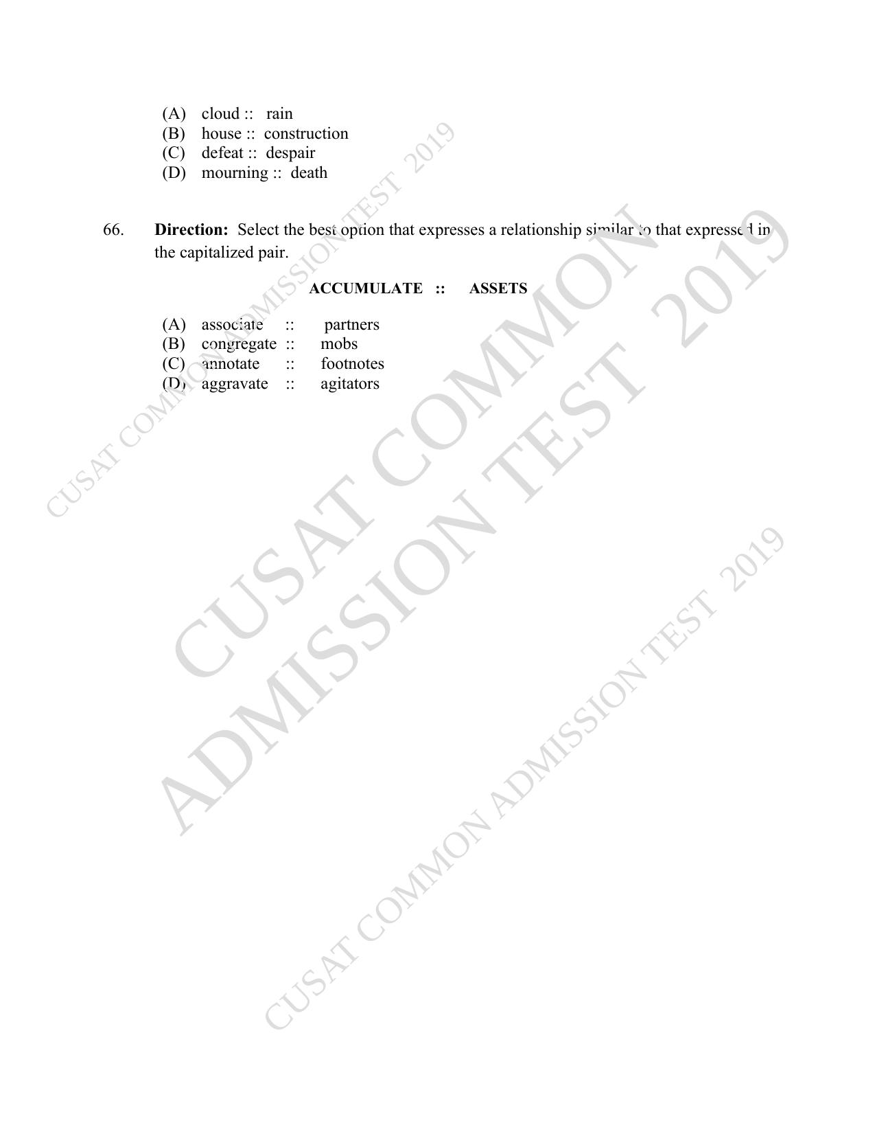 CUSAT CAT 2019 MVoc Mobile Question Paper With Answer Key - Page 16