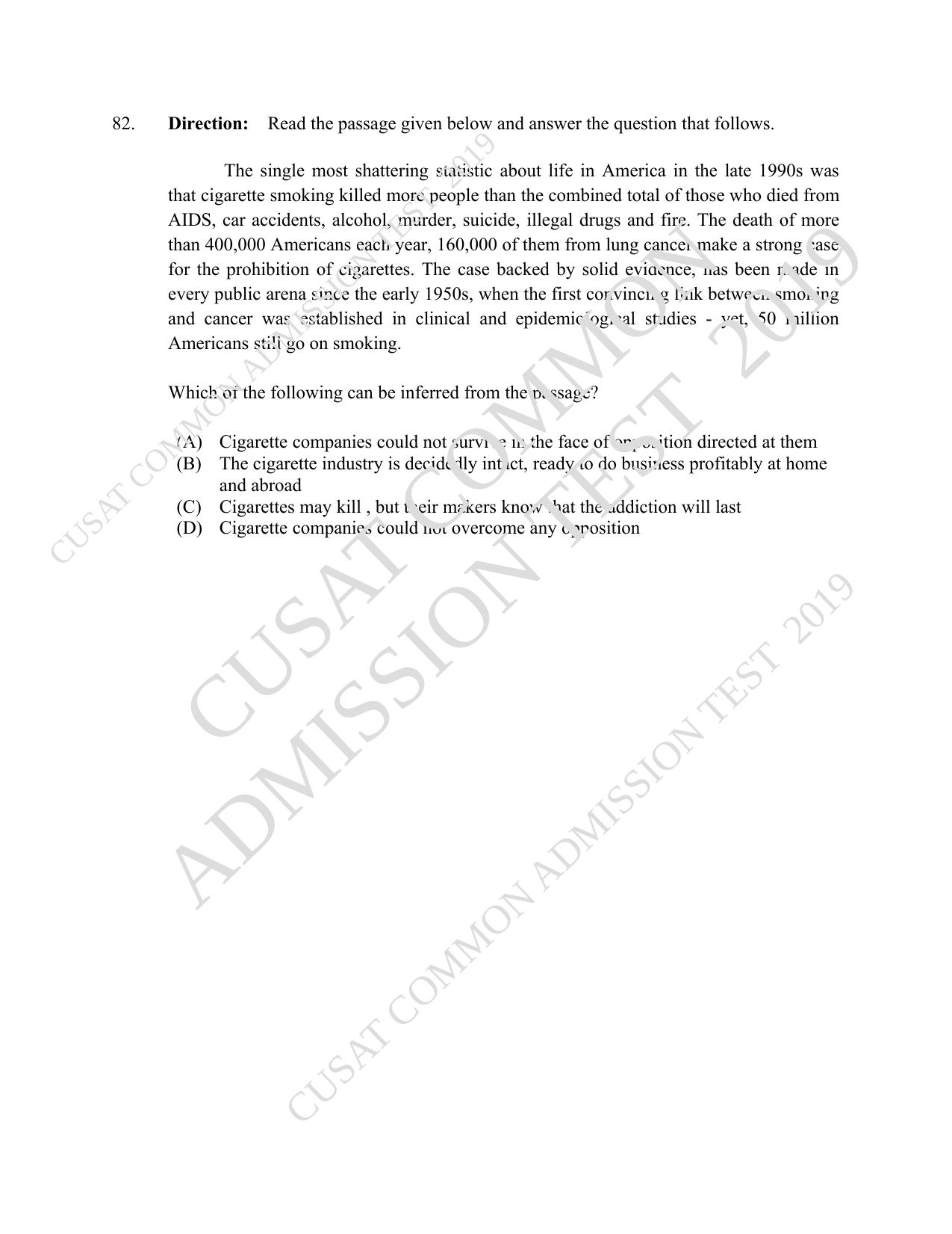CUSAT CAT 2019 MVoc Mobile Question Paper With Answer Key - Page 22