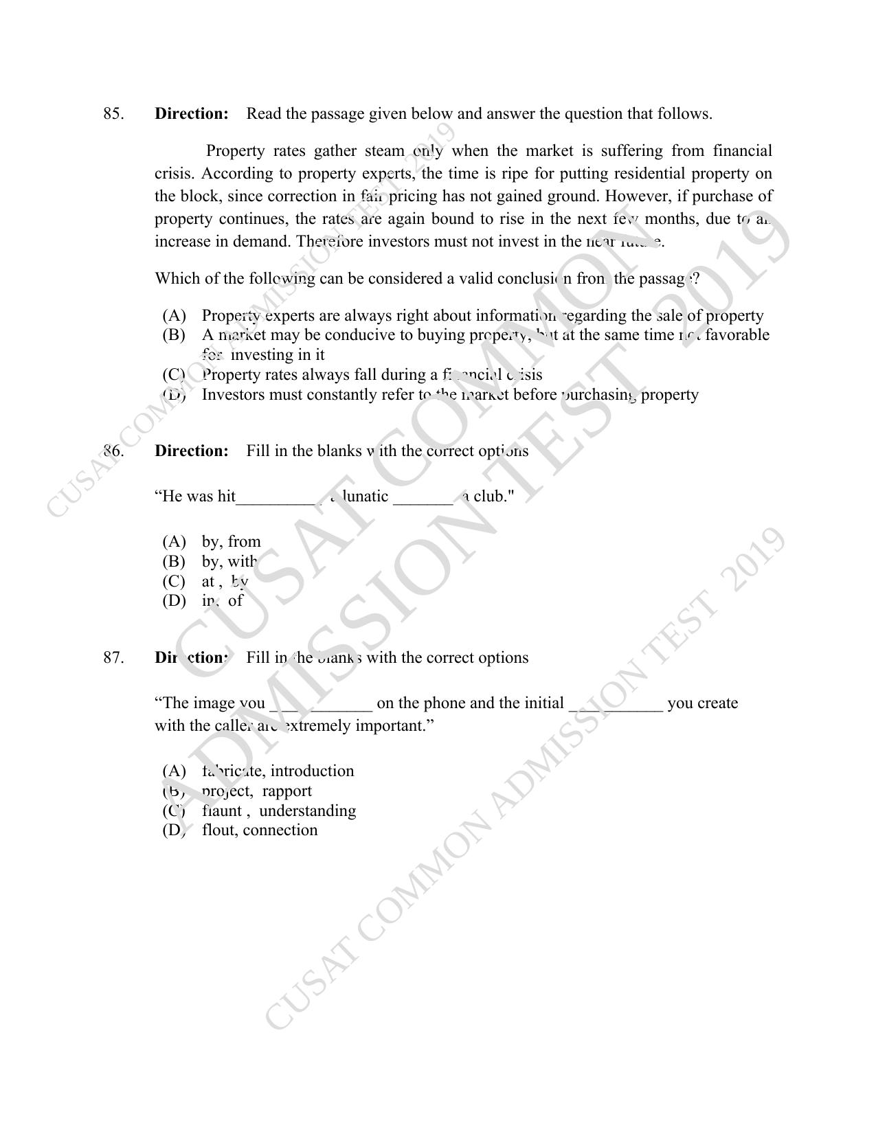 CUSAT CAT 2019 MVoc Mobile Question Paper With Answer Key - Page 24