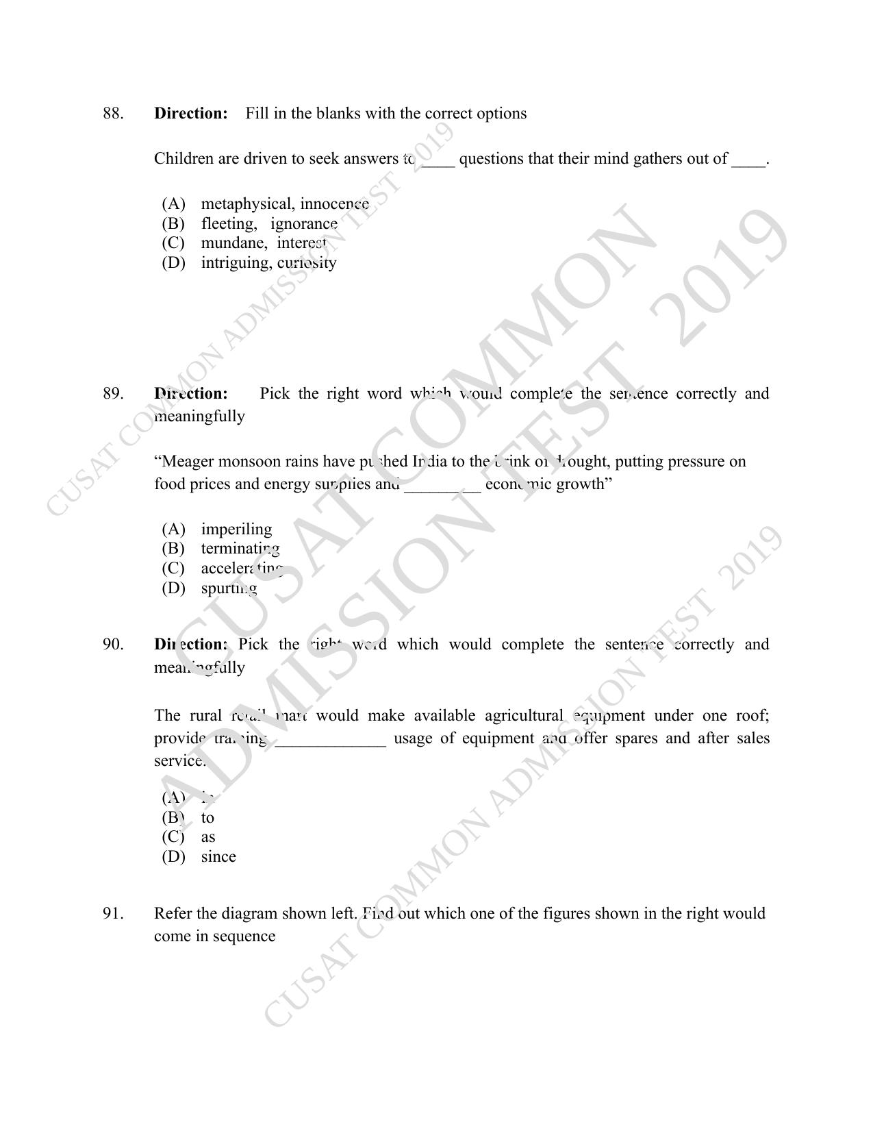 CUSAT CAT 2019 MVoc Mobile Question Paper With Answer Key - Page 25