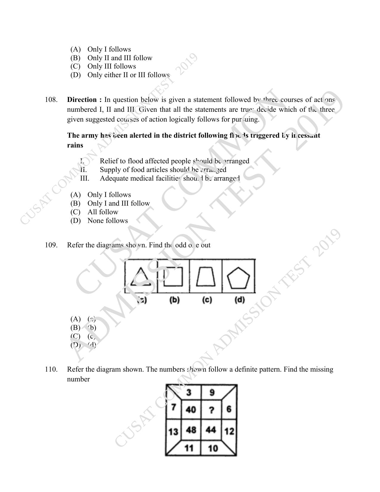 CUSAT CAT 2019 MVoc Mobile Question Paper With Answer Key - Page 30