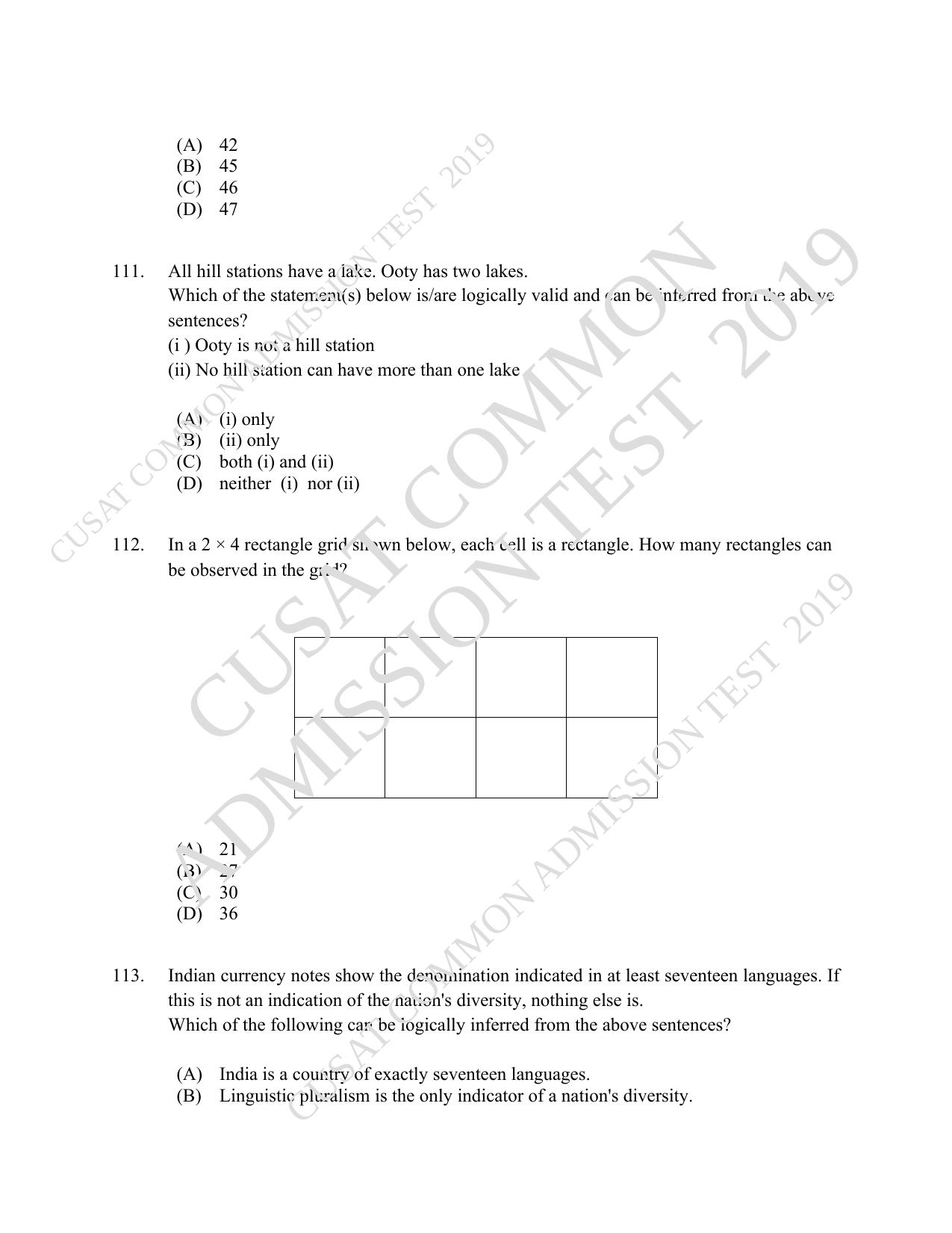 CUSAT CAT 2019 MVoc Mobile Question Paper With Answer Key - Page 31