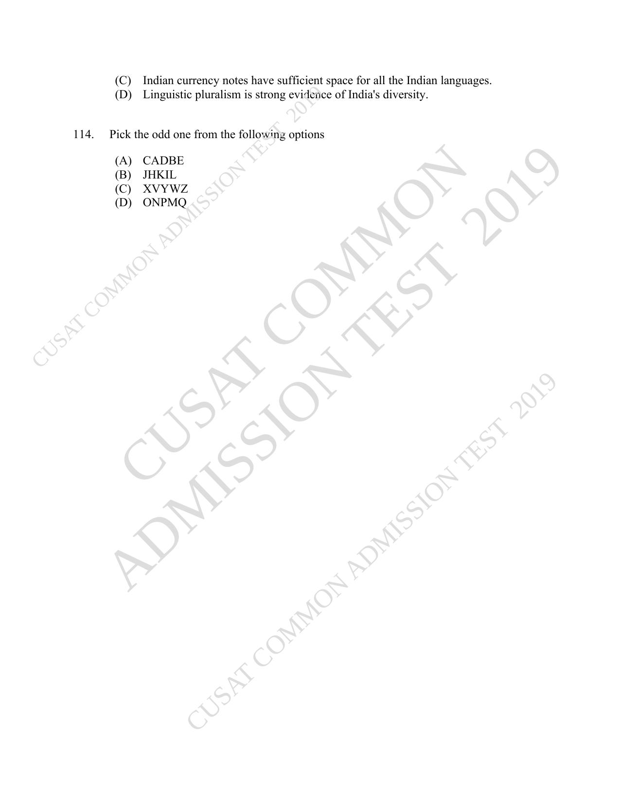 CUSAT CAT 2019 MVoc Mobile Question Paper With Answer Key - Page 32