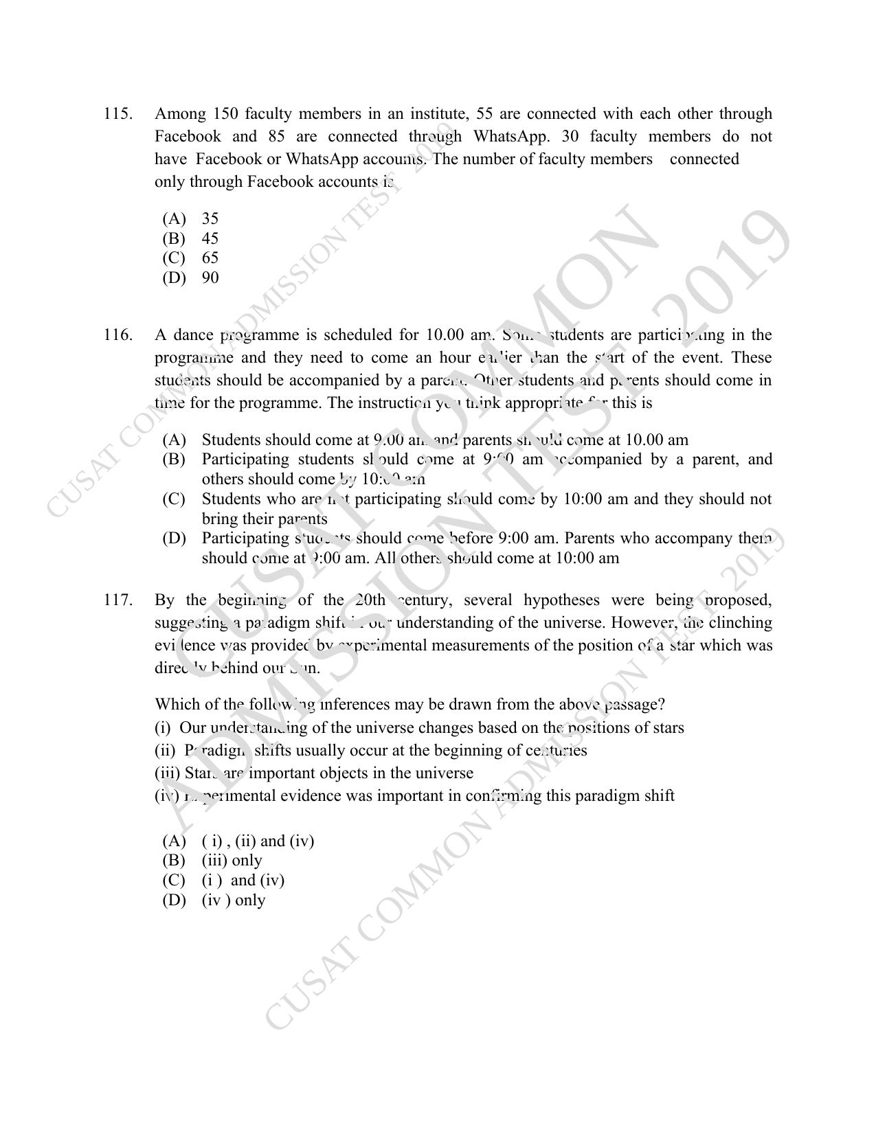 CUSAT CAT 2019 MVoc Mobile Question Paper With Answer Key - Page 33