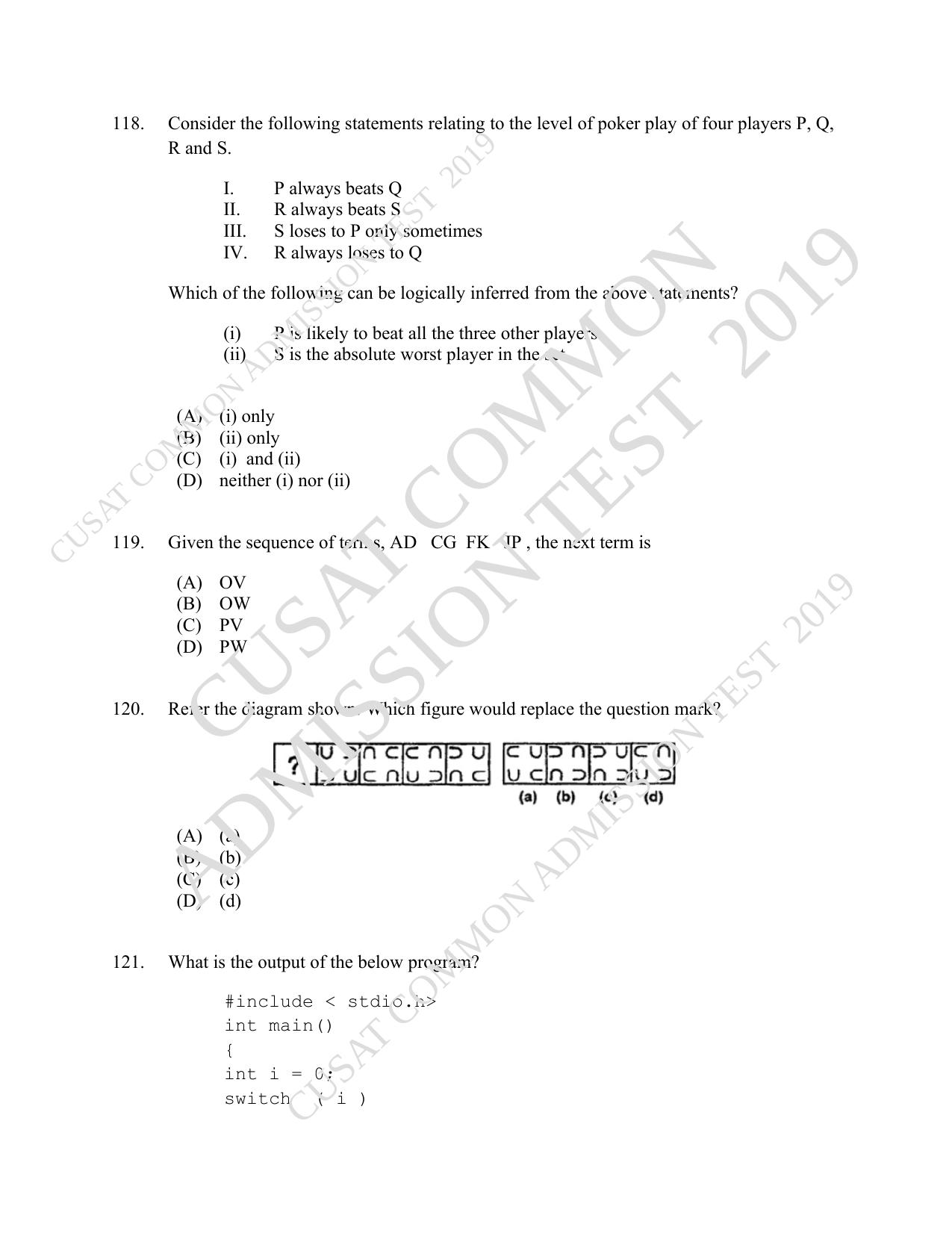 CUSAT CAT 2019 MVoc Mobile Question Paper With Answer Key - Page 34