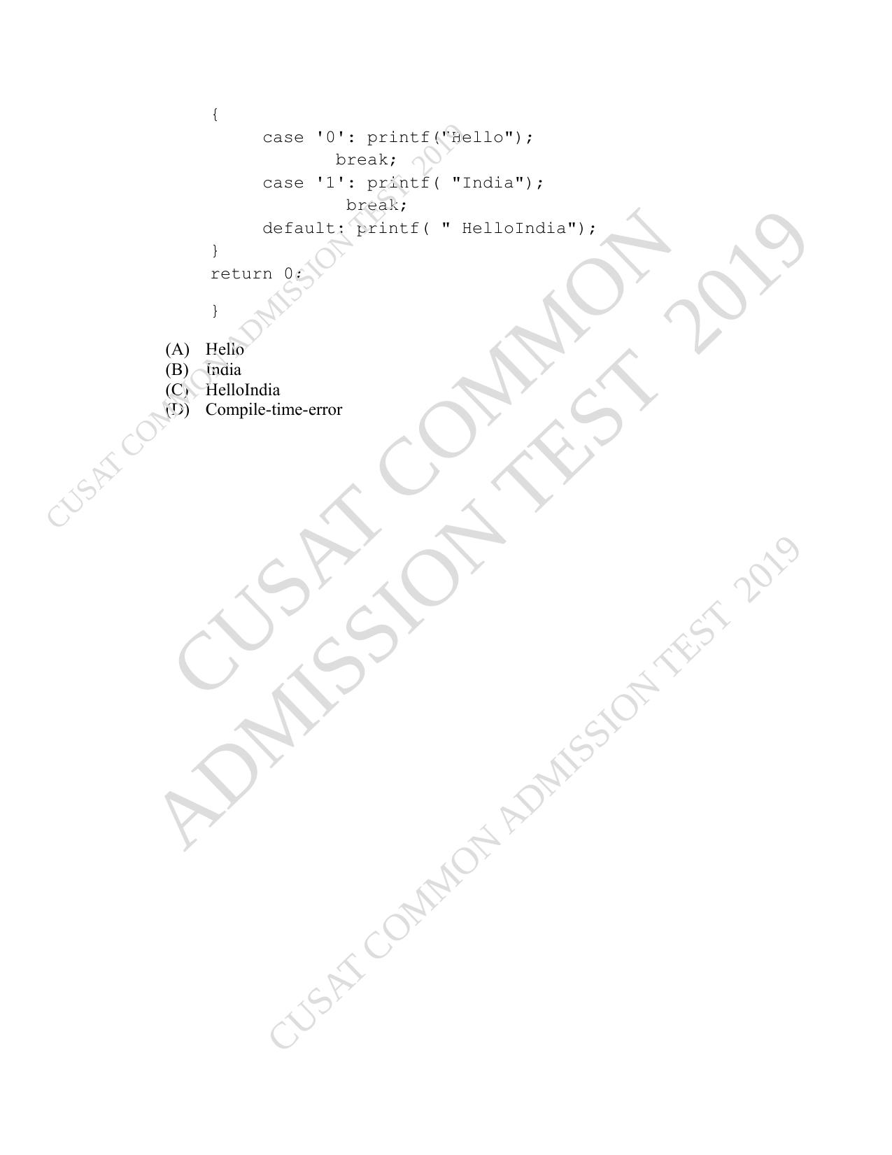 CUSAT CAT 2019 MVoc Mobile Question Paper With Answer Key - Page 35