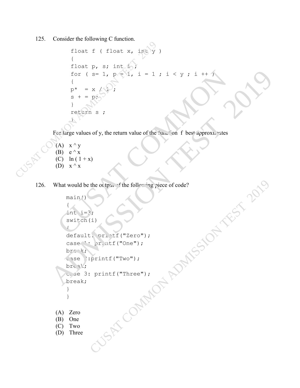 CUSAT CAT 2019 MVoc Mobile Question Paper With Answer Key - Page 38