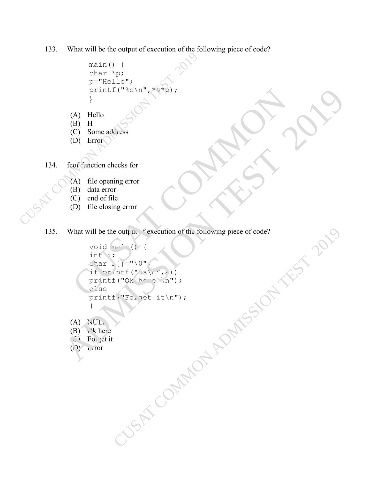 CUSAT CAT 2019 MVoc Mobile Question Paper With Answer Key - Page 42