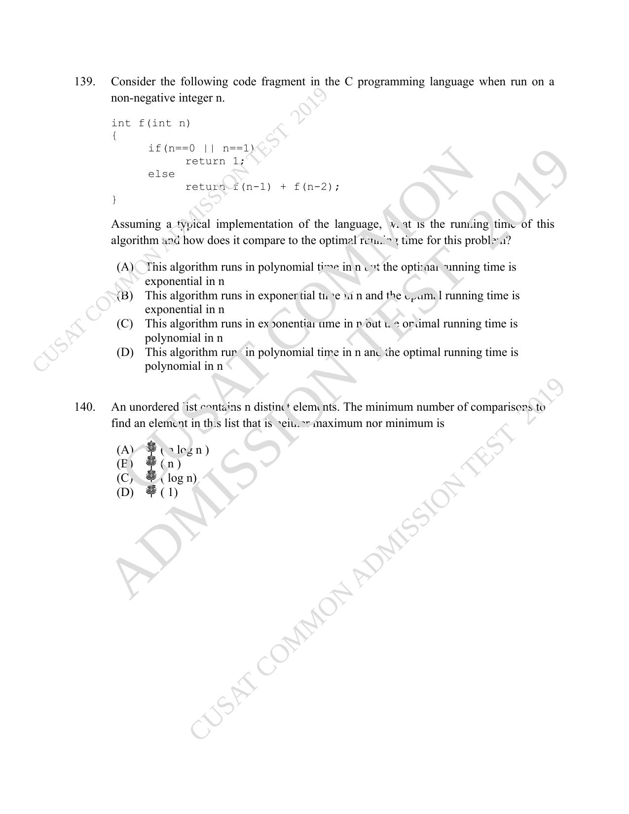 CUSAT CAT 2019 MVoc Mobile Question Paper With Answer Key - Page 44