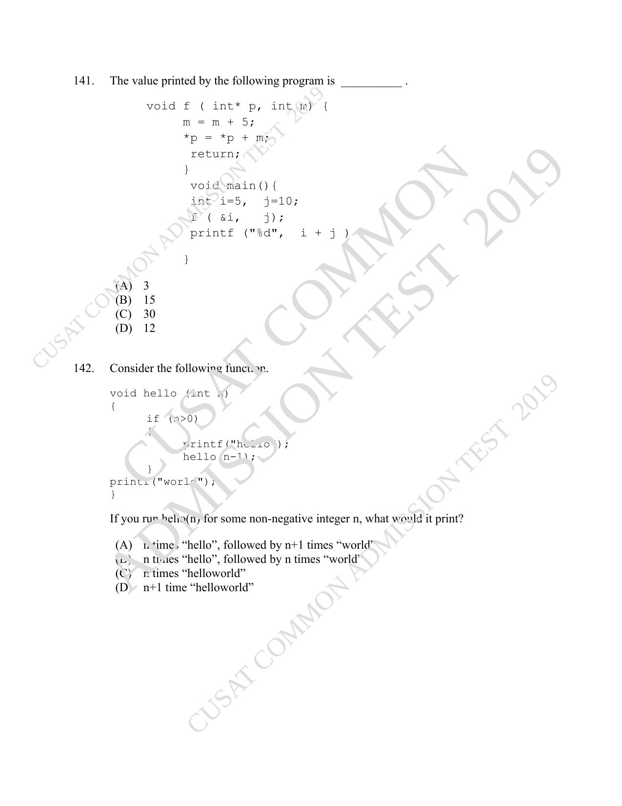 CUSAT CAT 2019 MVoc Mobile Question Paper With Answer Key - Page 45