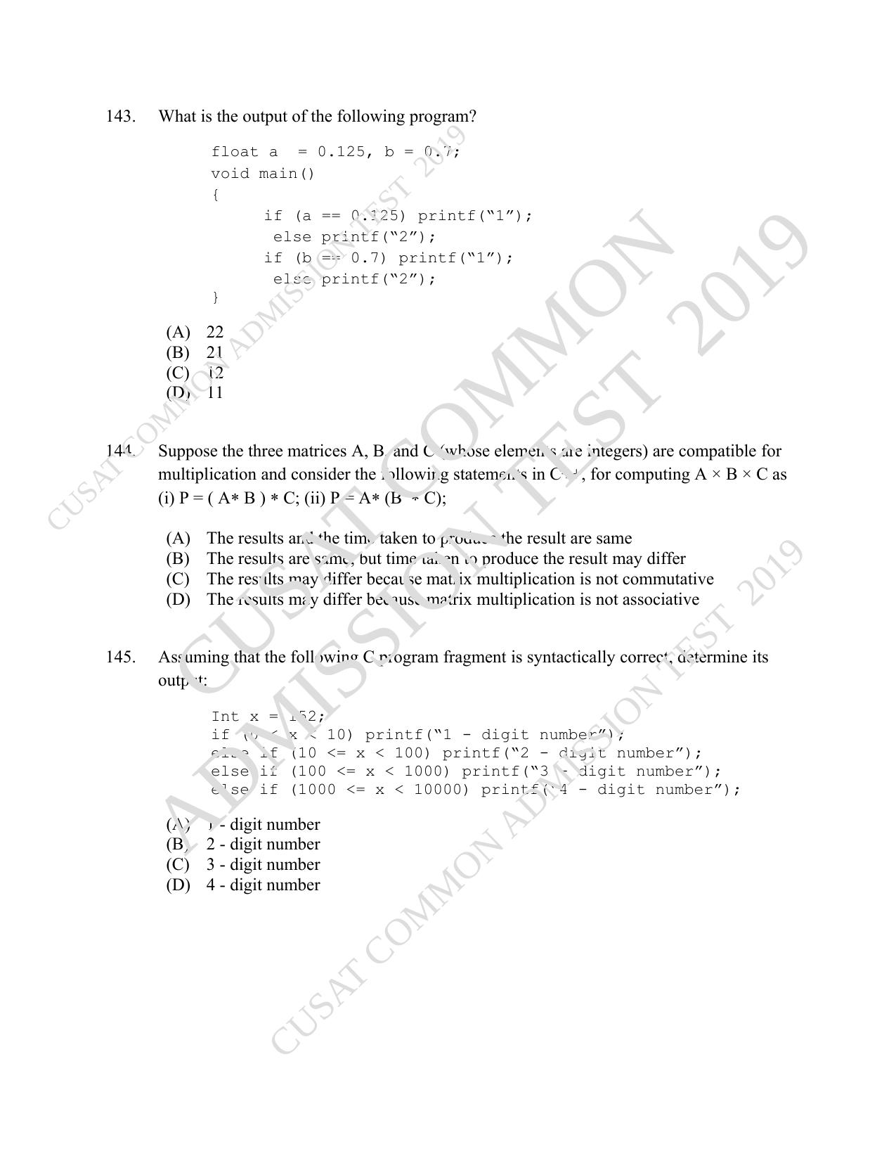 CUSAT CAT 2019 MVoc Mobile Question Paper With Answer Key - Page 46