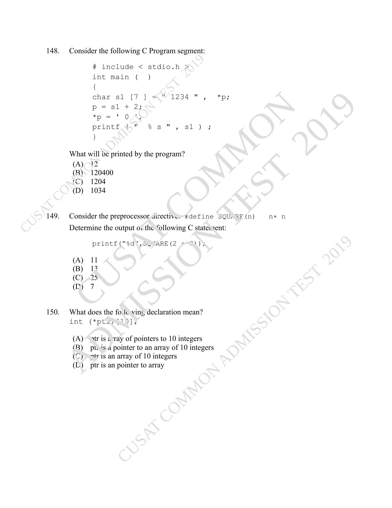 CUSAT CAT 2019 MVoc Mobile Question Paper With Answer Key - Page 48