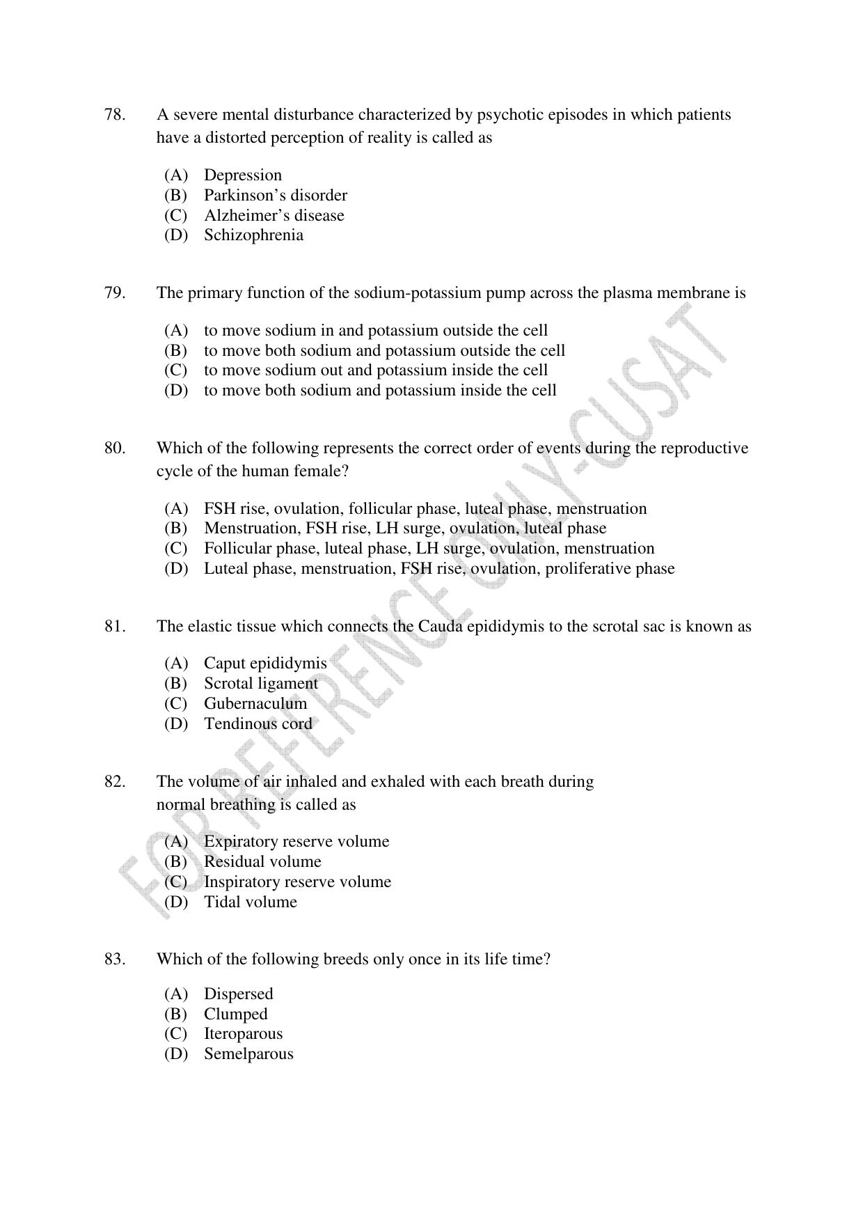 CUSAT CAT 2022 LIFE SCIENCE Question Paper - Page 14