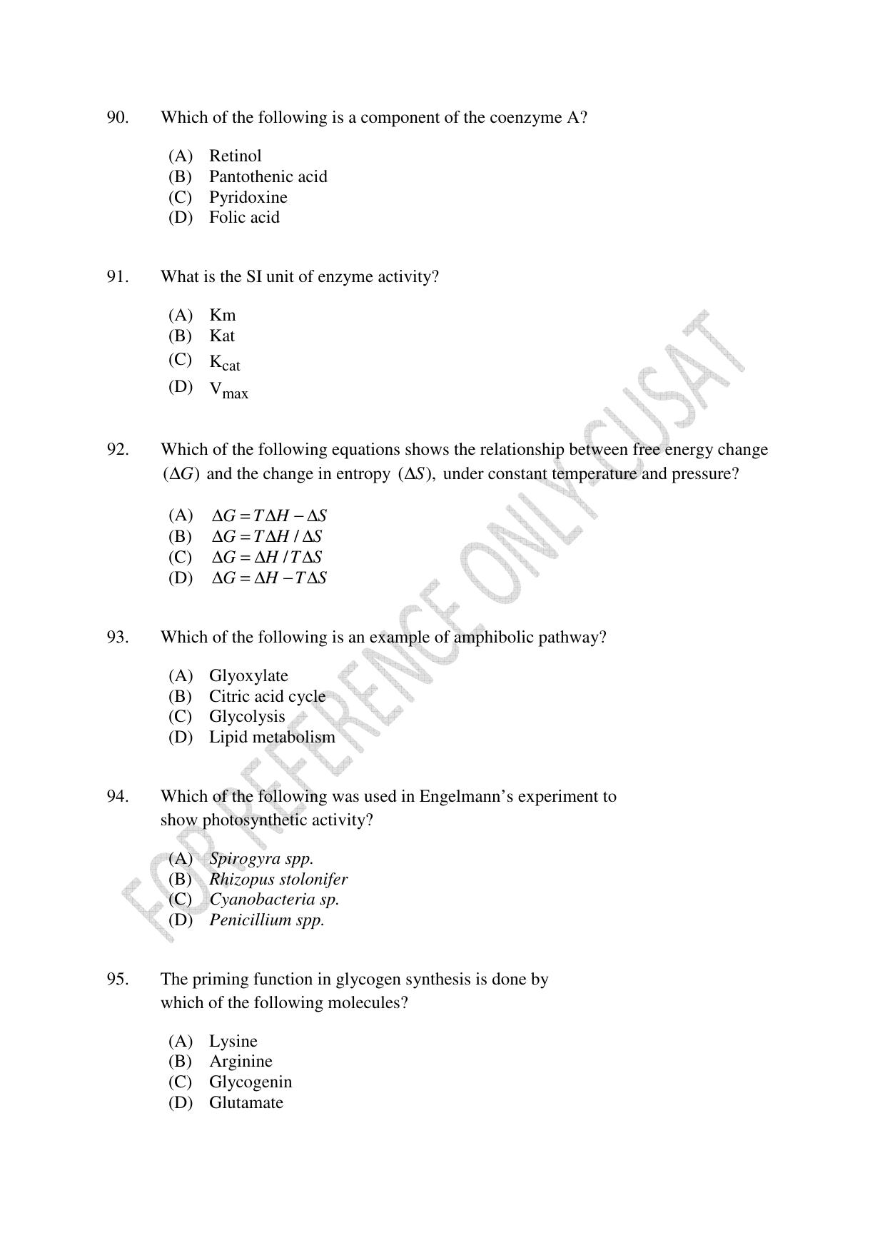 CUSAT CAT 2022 LIFE SCIENCE Question Paper - Page 16