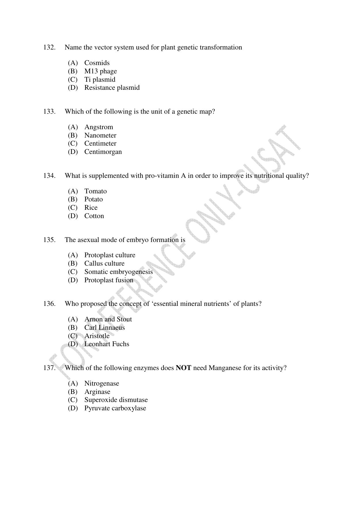 CUSAT CAT 2022 LIFE SCIENCE Question Paper - Page 23