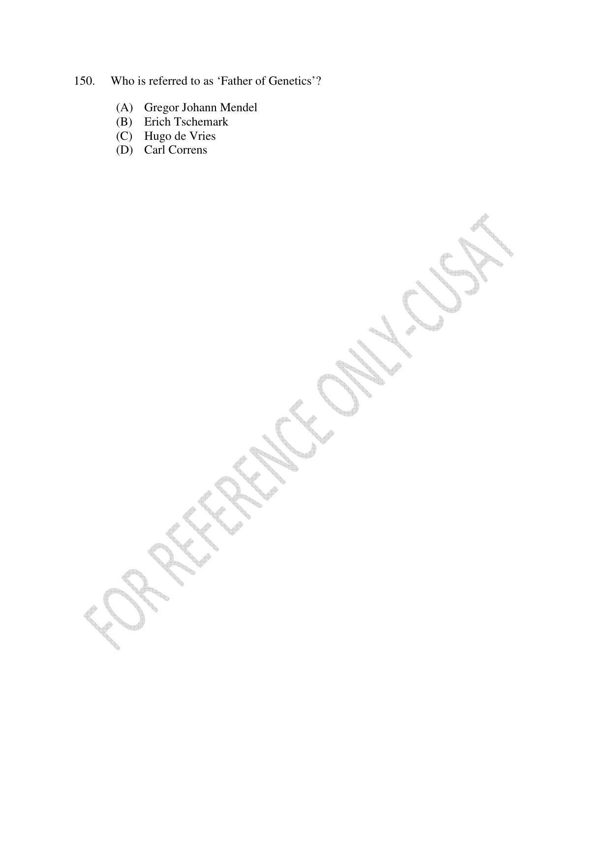 CUSAT CAT 2022 LIFE SCIENCE Question Paper - Page 26