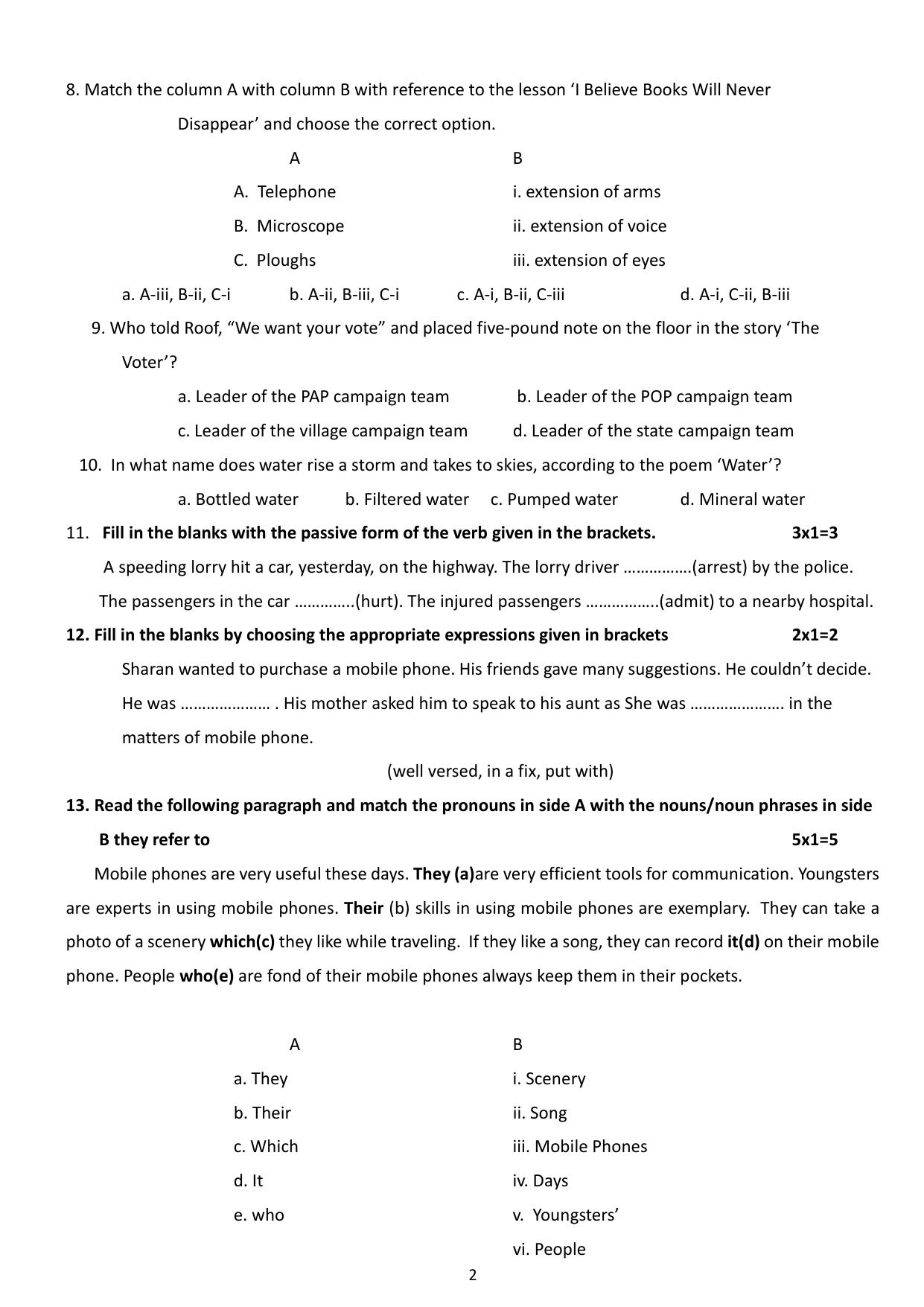Karnataka II PUC English Model Question Paper II 2025 - Page 2
