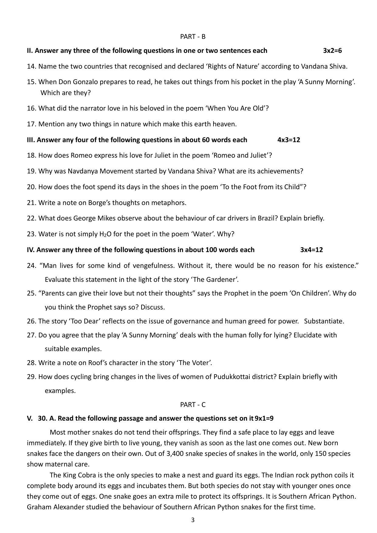 Karnataka II PUC English Model Question Paper II 2025 - Page 3