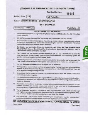 Odisha CPET 2024 OCEANOGRAPHY Question Papers
