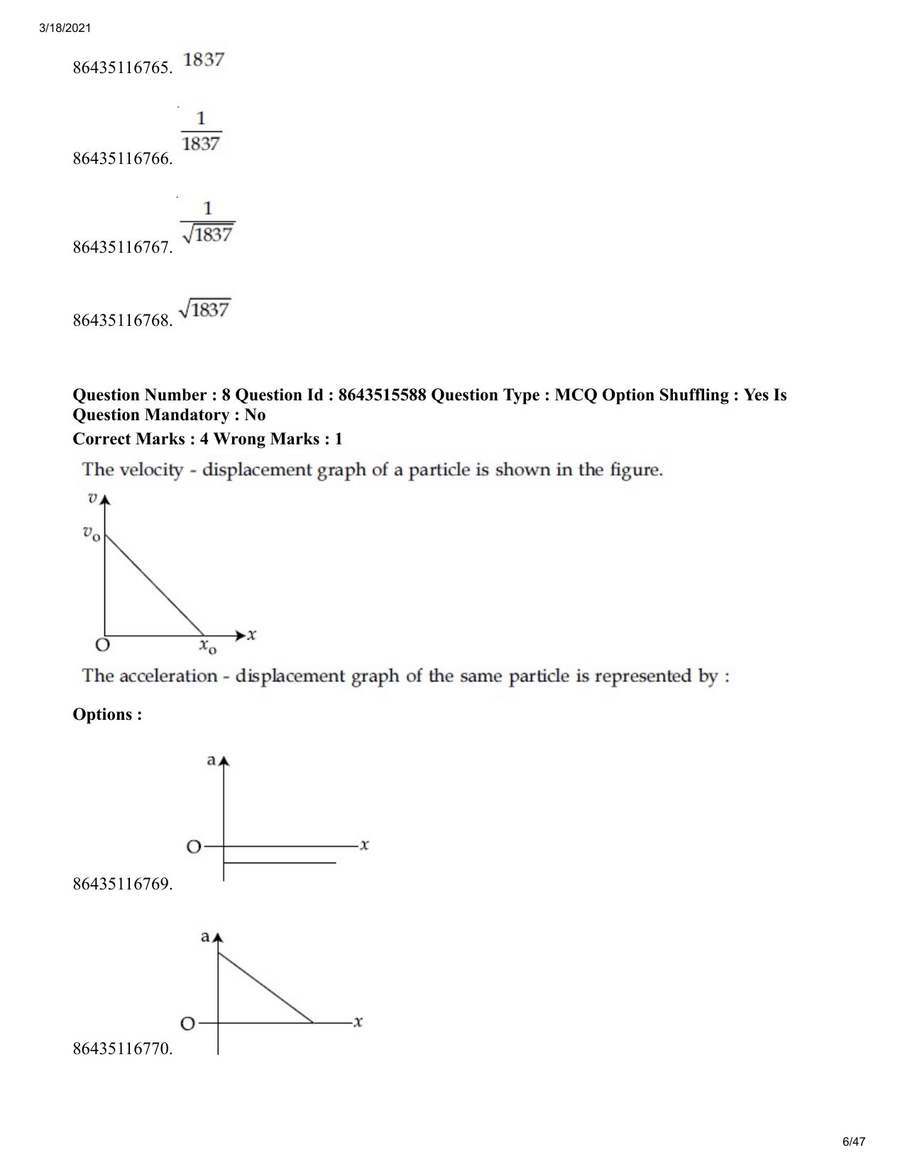 JEE Mains 2021: BTech (Shift 2) 18-03-2021 Question Paper - Page 6