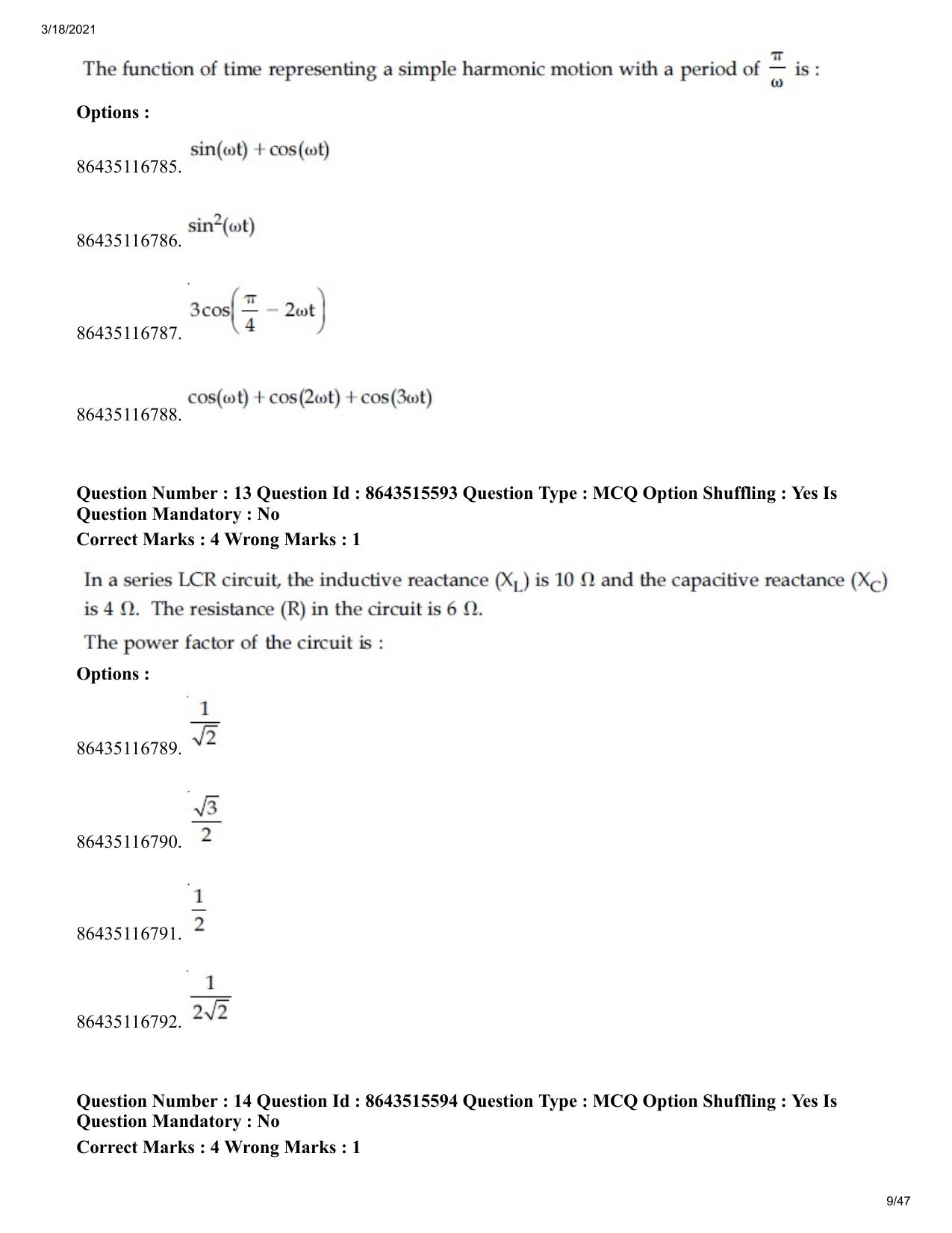 JEE Mains 2021: BTech (Shift 2) 18-03-2021 Question Paper - Page 9