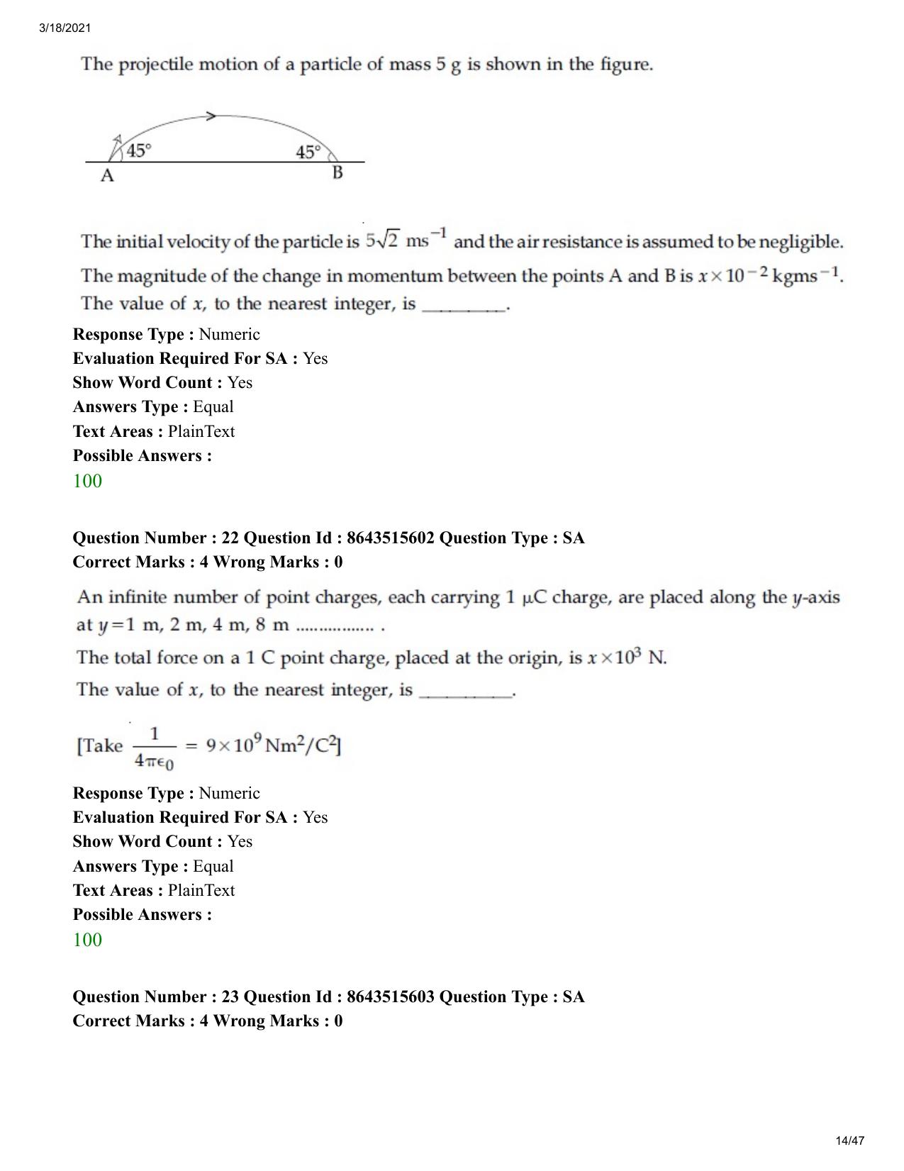 JEE Mains 2021: BTech (Shift 2) 18-03-2021 Question Paper - Page 14
