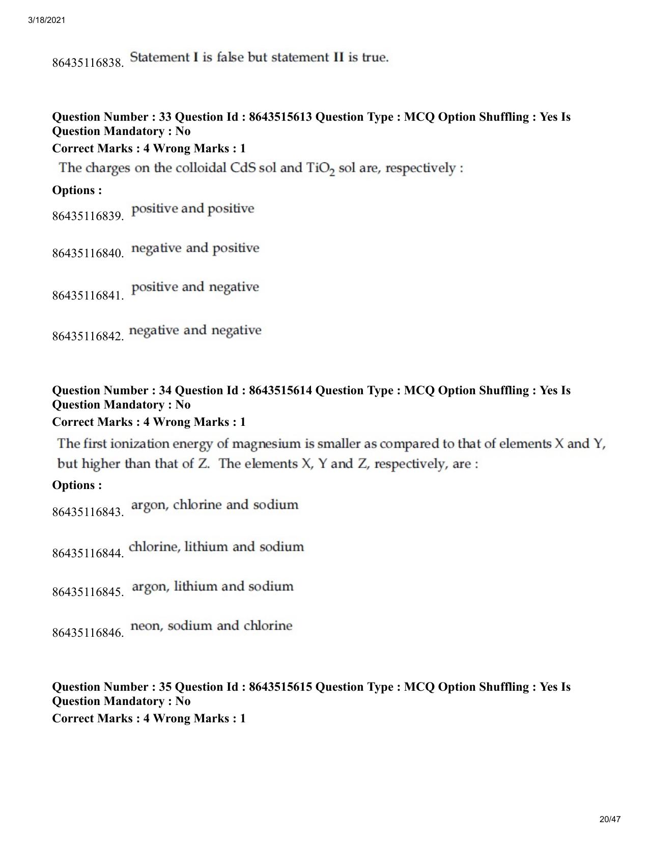 JEE Mains 2021: BTech (Shift 2) 18-03-2021 Question Paper - Page 20