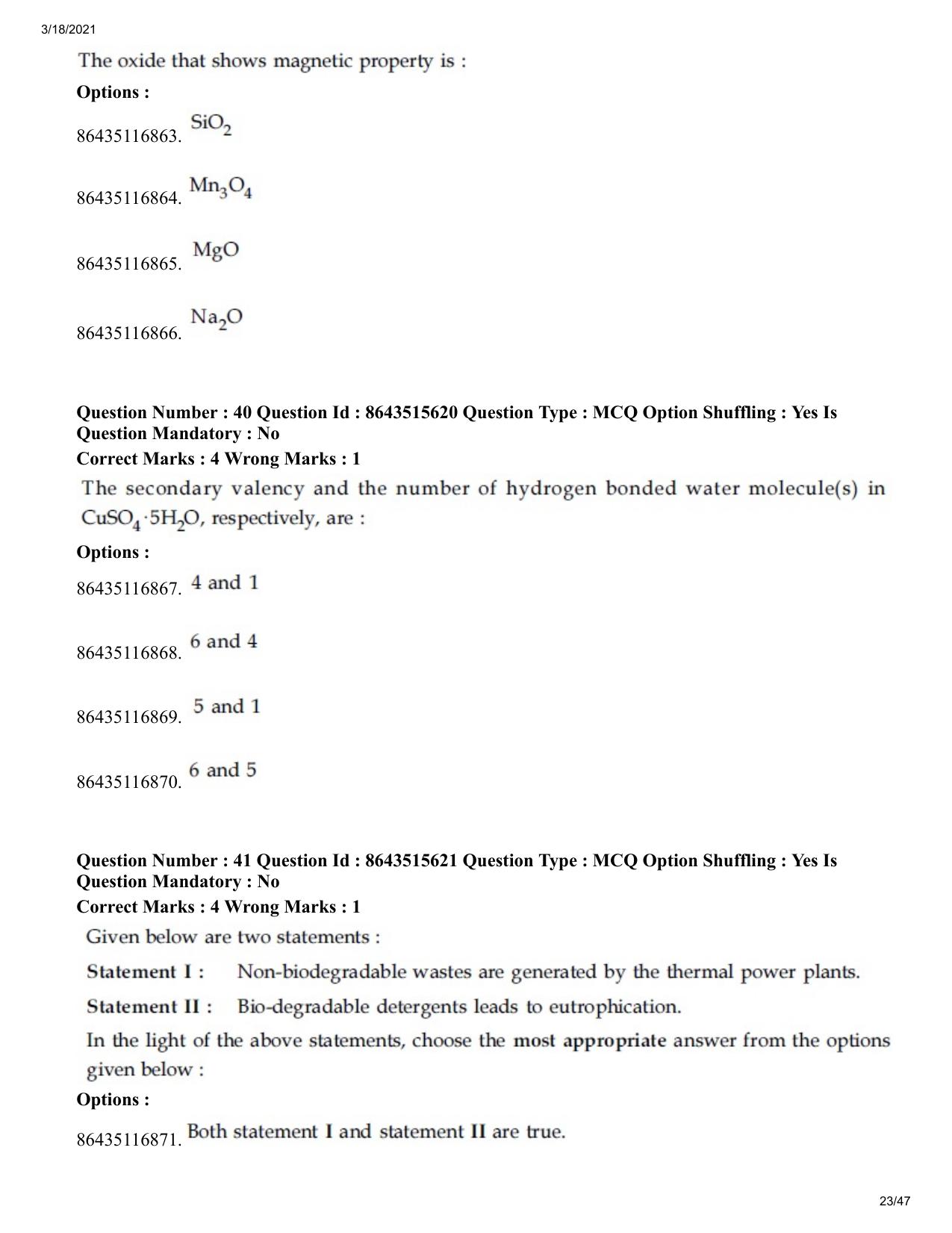 JEE Mains 2021: BTech (Shift 2) 18-03-2021 Question Paper - Page 23