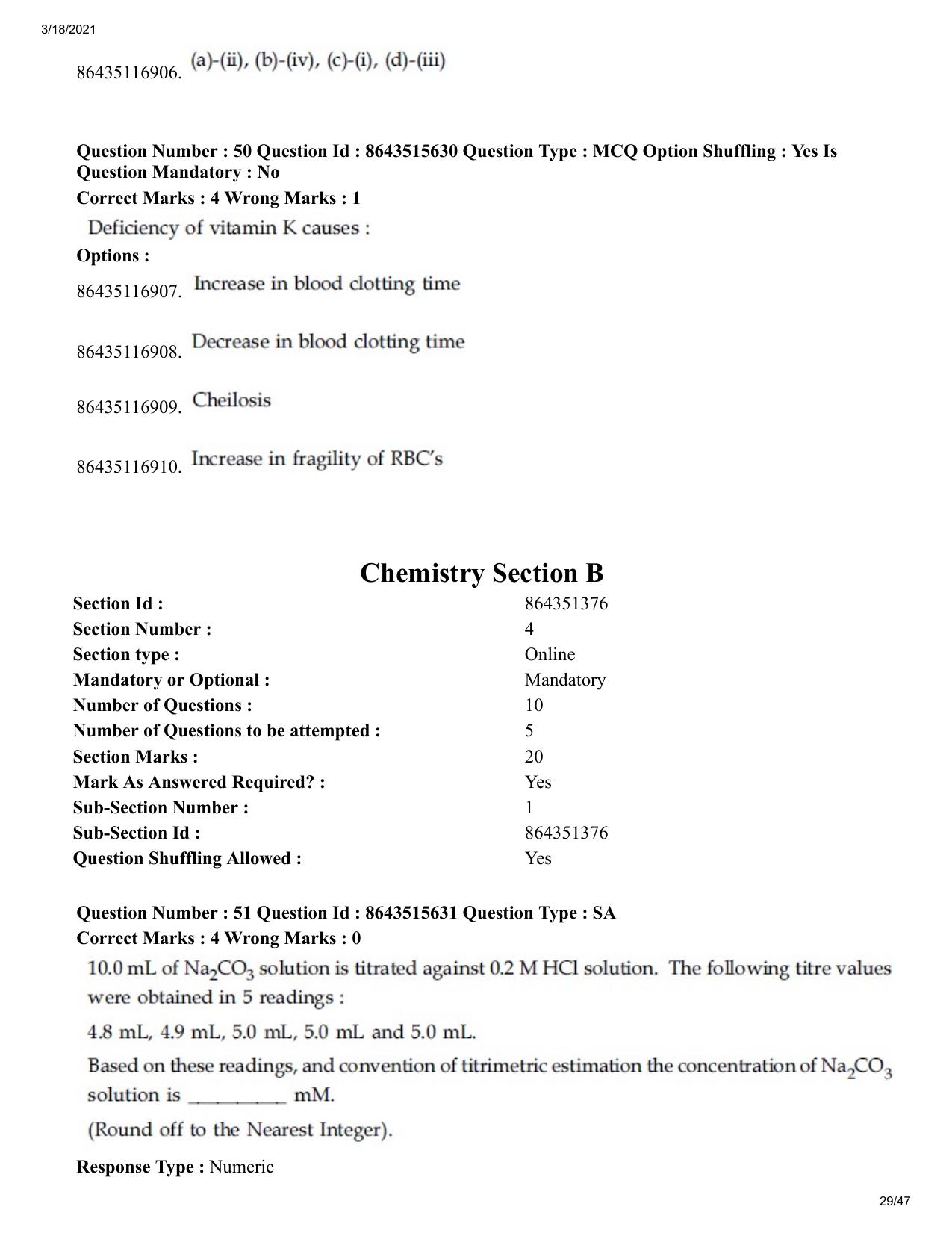 JEE Mains 2021: BTech (Shift 2) 18-03-2021 Question Paper - Page 29
