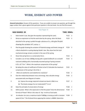 CBSE Worksheets for Class 11 Physics Work Energy and Power Assignment 3