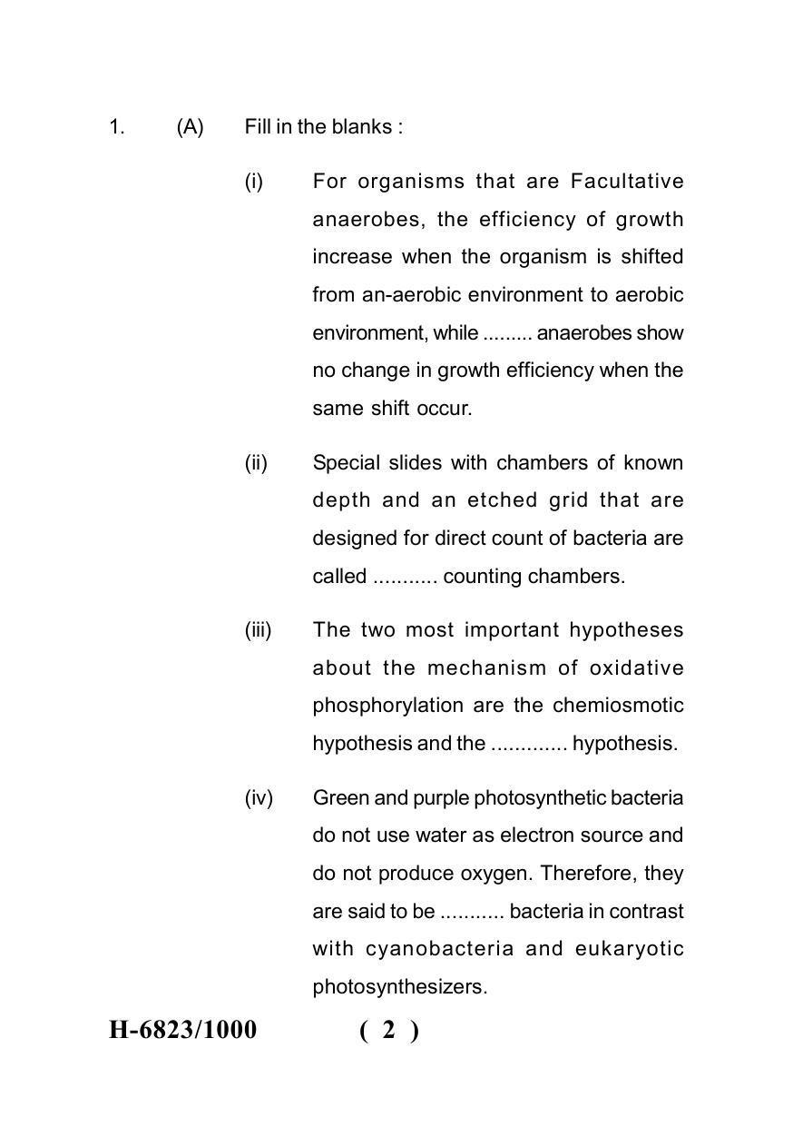 Sarguja University Question Paper July-2022 :  M.Sc. In Micro-Biology(Second Sem.) Microbial Physiology And Metabolism Paper 1 - Page 2