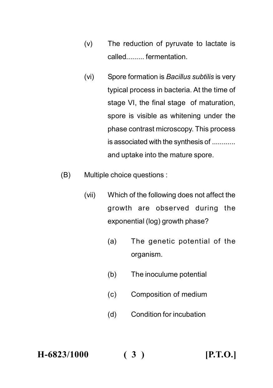 Sarguja University Question Paper July-2022 :  M.Sc. In Micro-Biology(Second Sem.) Microbial Physiology And Metabolism Paper 1 - Page 3