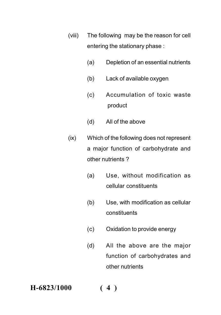 Sarguja University Question Paper July-2022 :  M.Sc. In Micro-Biology(Second Sem.) Microbial Physiology And Metabolism Paper 1 - Page 4
