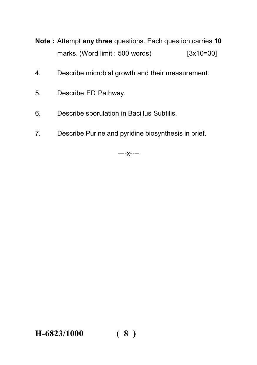 Sarguja University Question Paper July-2022 :  M.Sc. In Micro-Biology(Second Sem.) Microbial Physiology And Metabolism Paper 1 - Page 8