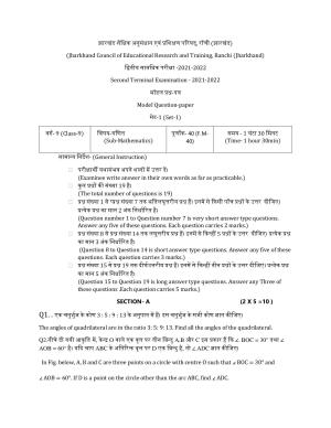 JAC Board Class 9th 2022 Term 2 Maths Set 1 Model Paper