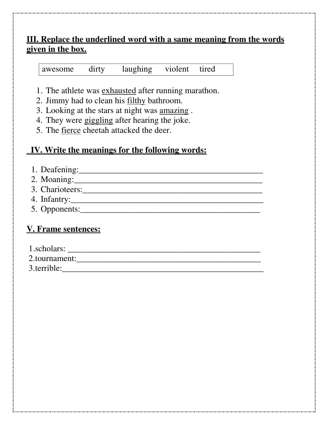 Worksheet for Class 5 English Assignment 53 - Page 2