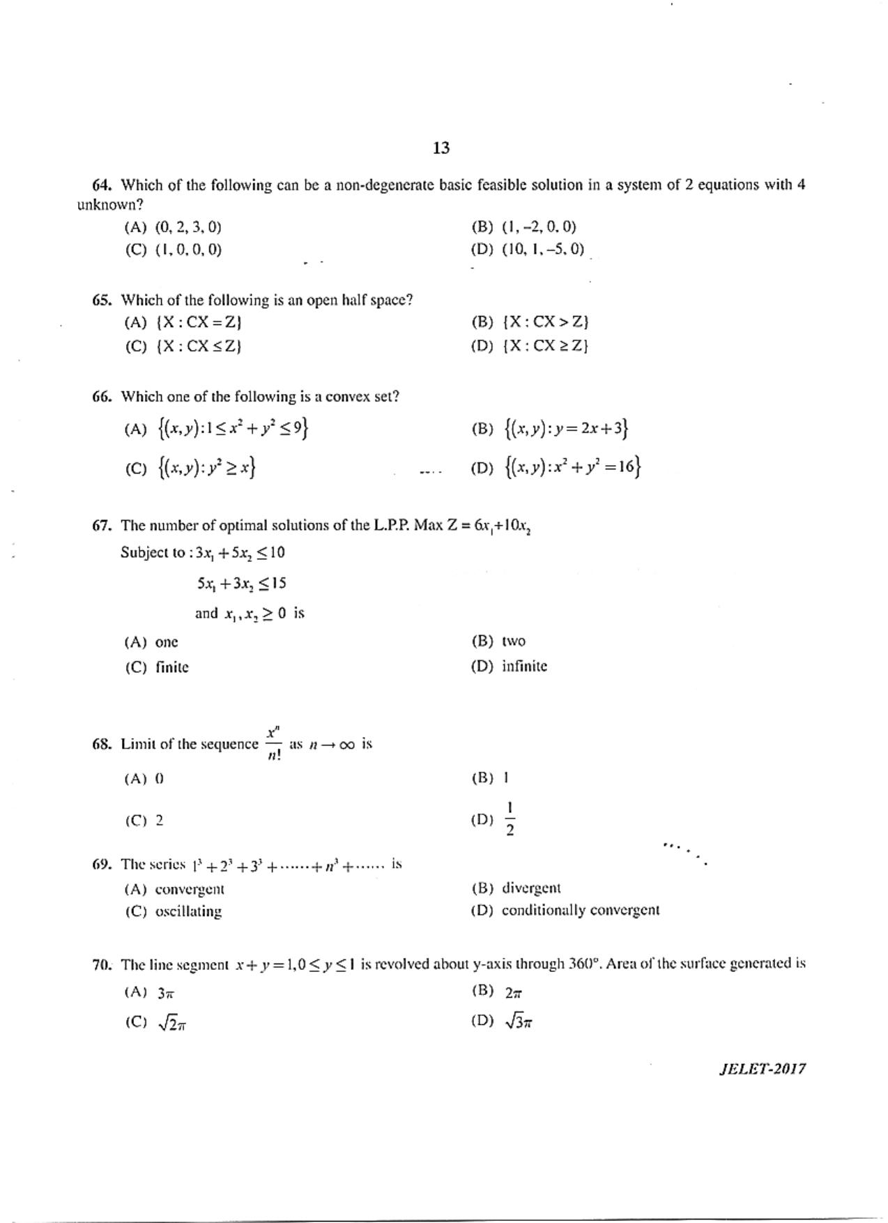 WBJEE JELET 2017 ( B.Sc. ) - Page 13