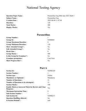 CUET PG 2023: ACQP16 – Puranetihas (Eng.)-Shift 3 (08-06-2023) Question Paper