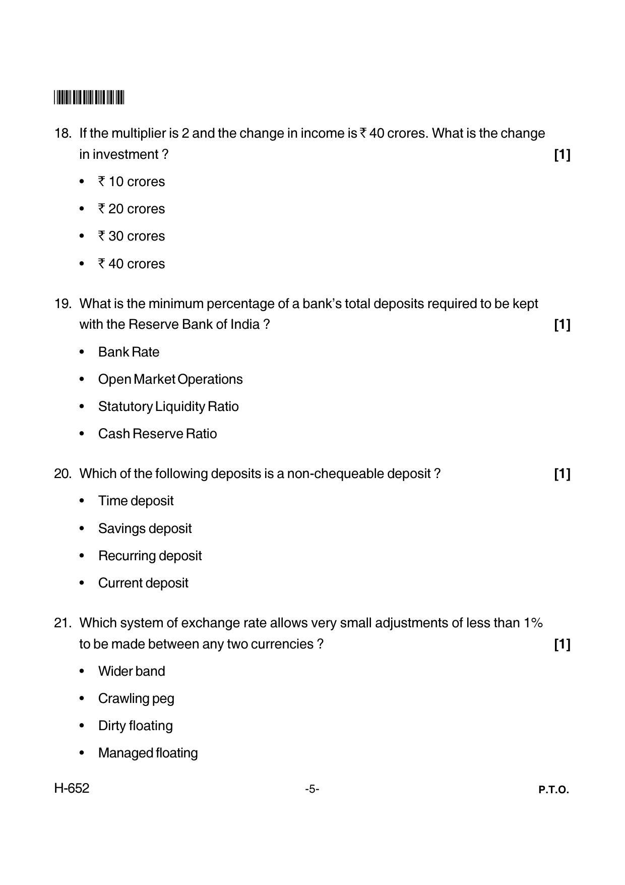 Goa Board Class 12 Economics  New Pattern (2018 652) Question Paper - Page 5