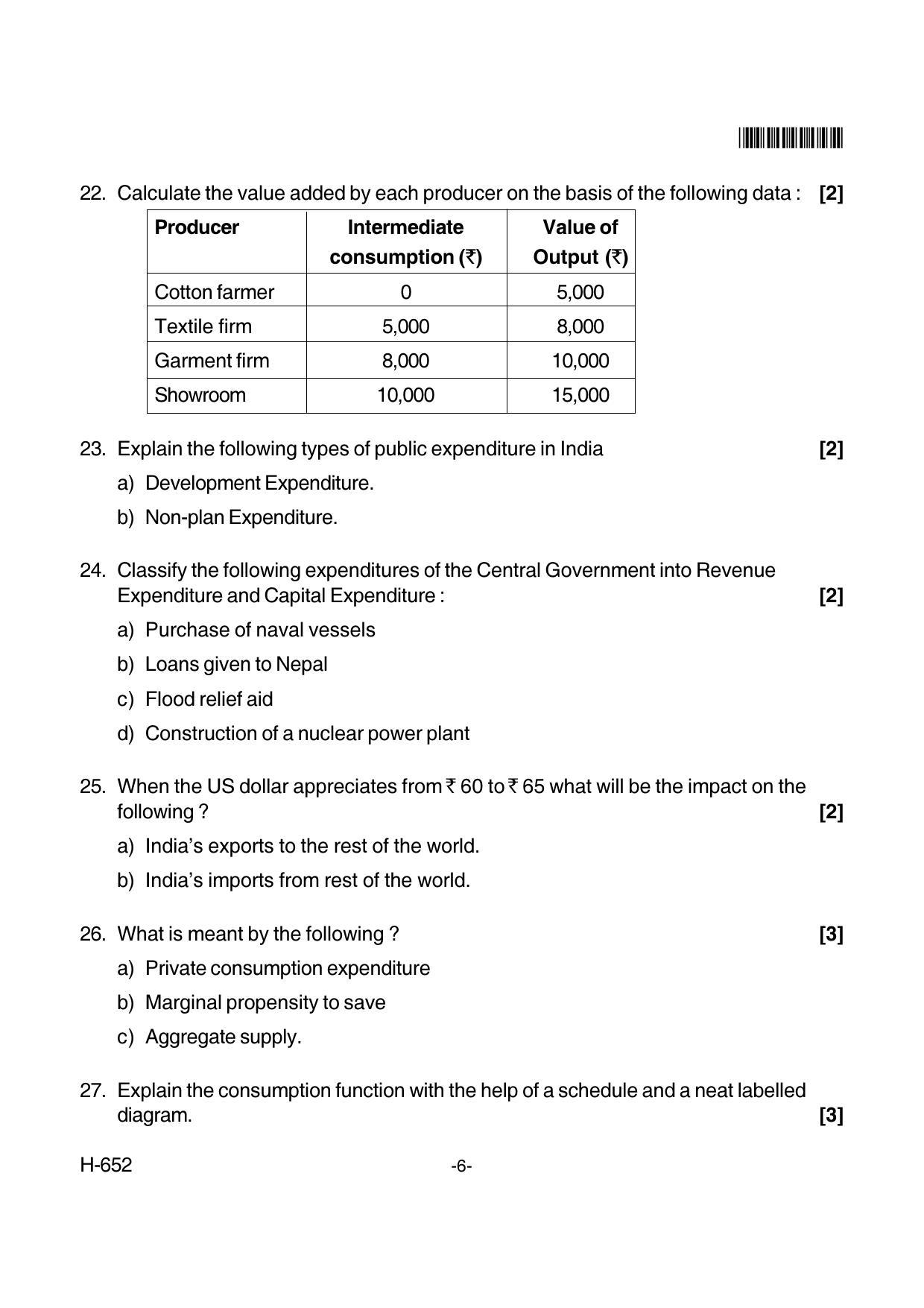 Goa Board Class 12 Economics  New Pattern (2018 652) Question Paper - Page 6