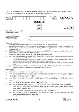 NIOS October 2021 Class 12 Tourism Question Paper