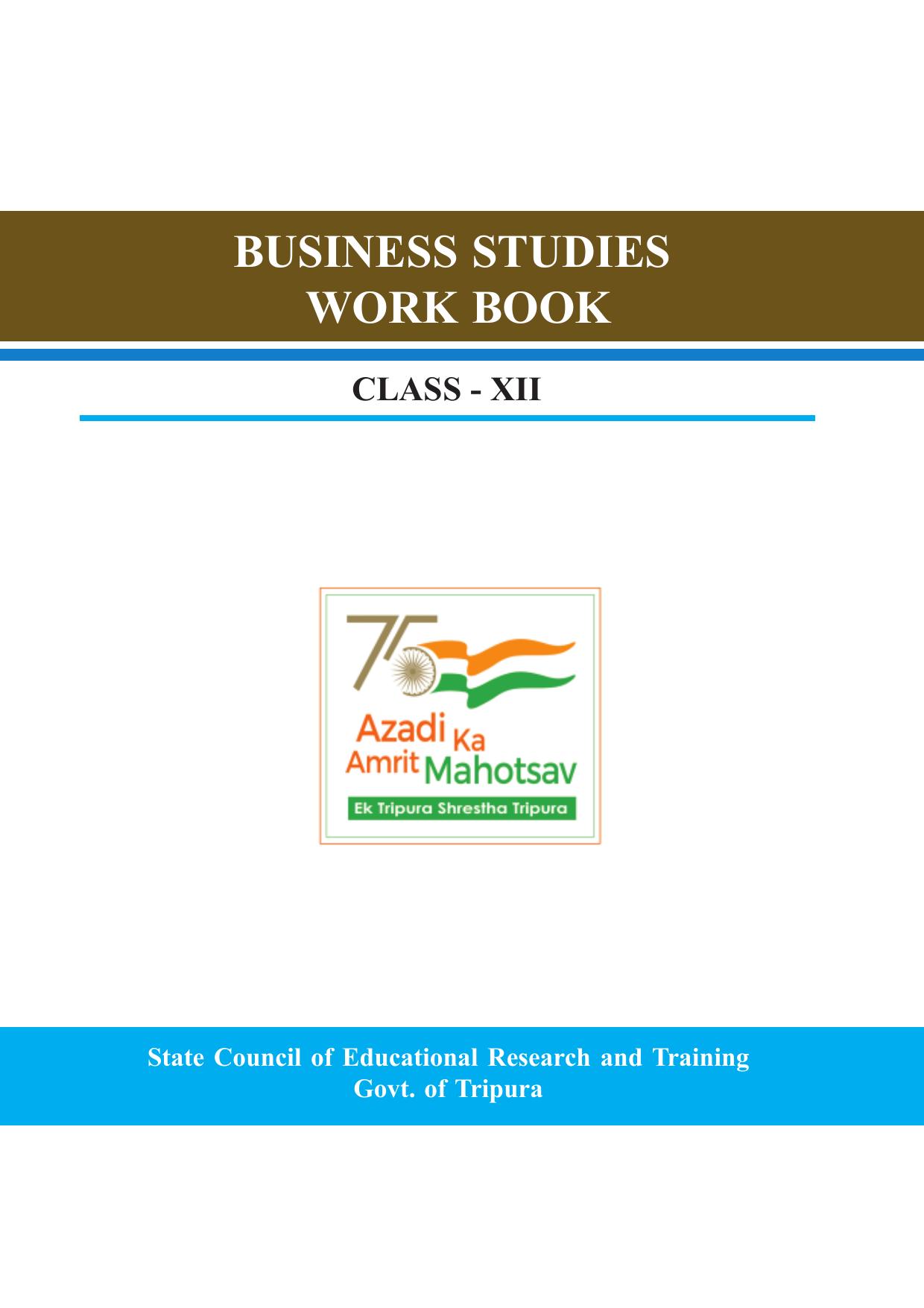 Tripura Board Class 12 Business Studies English Version Workbooks - Page 1