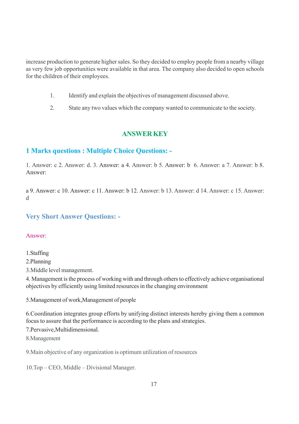 Tripura Board Class 12 Business Studies English Version Workbooks - Page 17