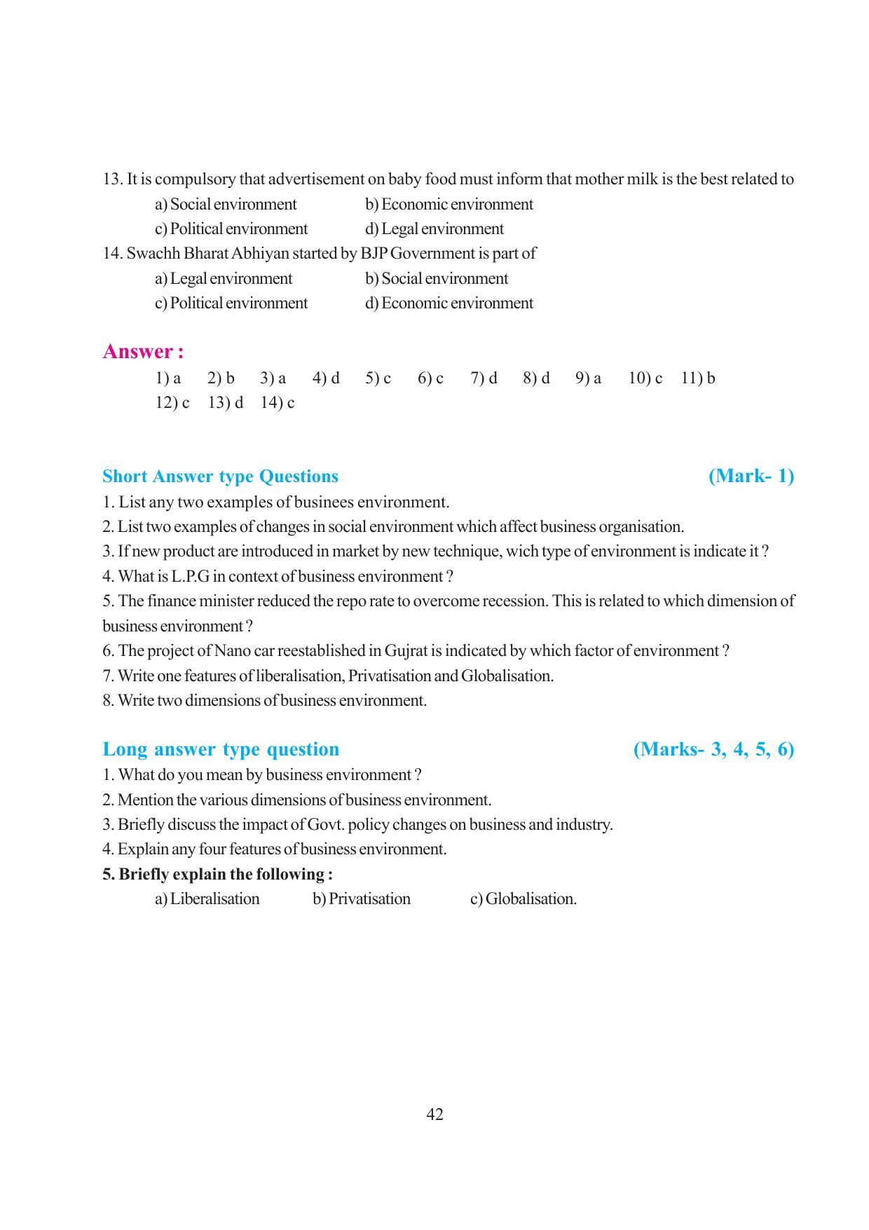 Tripura Board Class 12 Business Studies English Version Workbooks - Page 42
