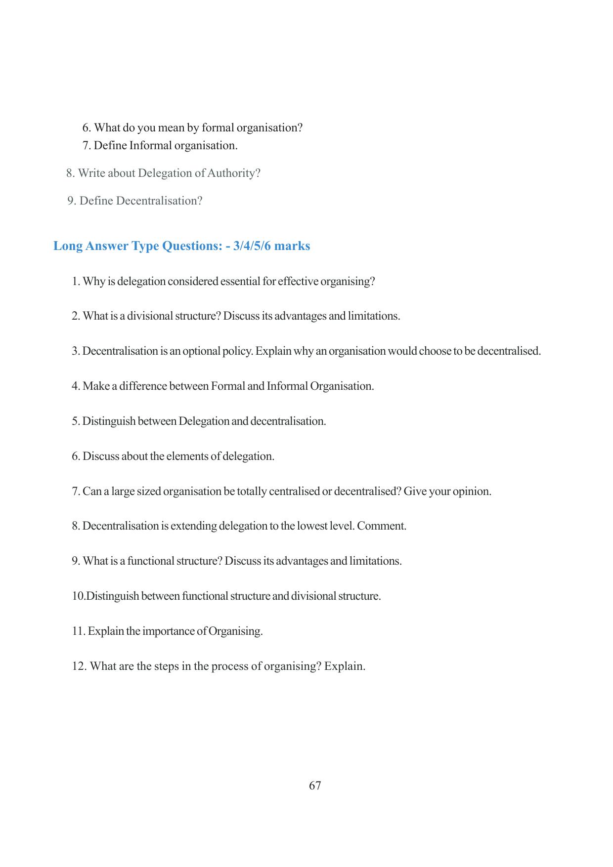Tripura Board Class 12 Business Studies English Version Workbooks - Page 67